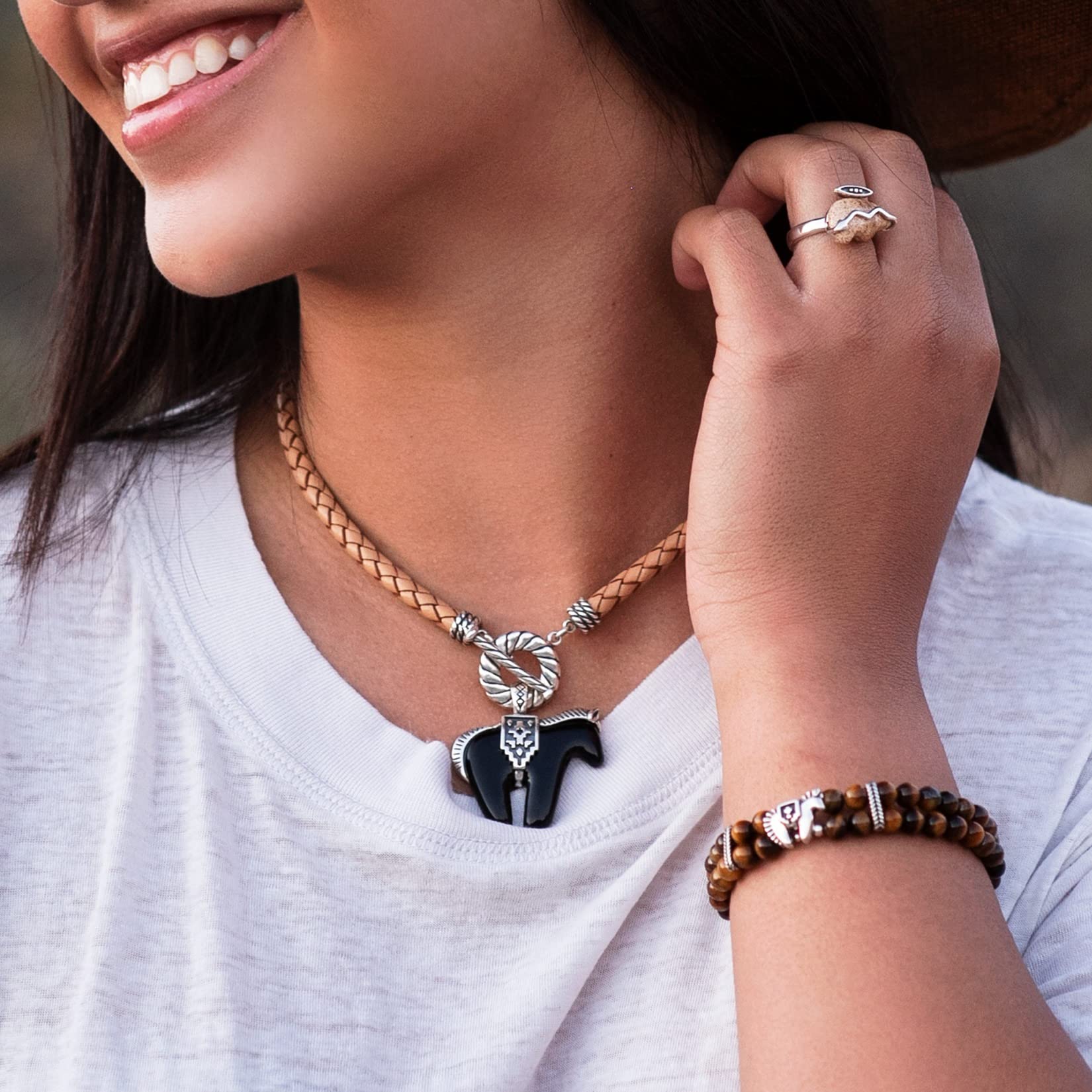 Sterling Silver Horse Pendant Enhancer for Women - Choose Your Gemstone Color | Western Jewelry for Cowgirl Style & Everyday Wear
