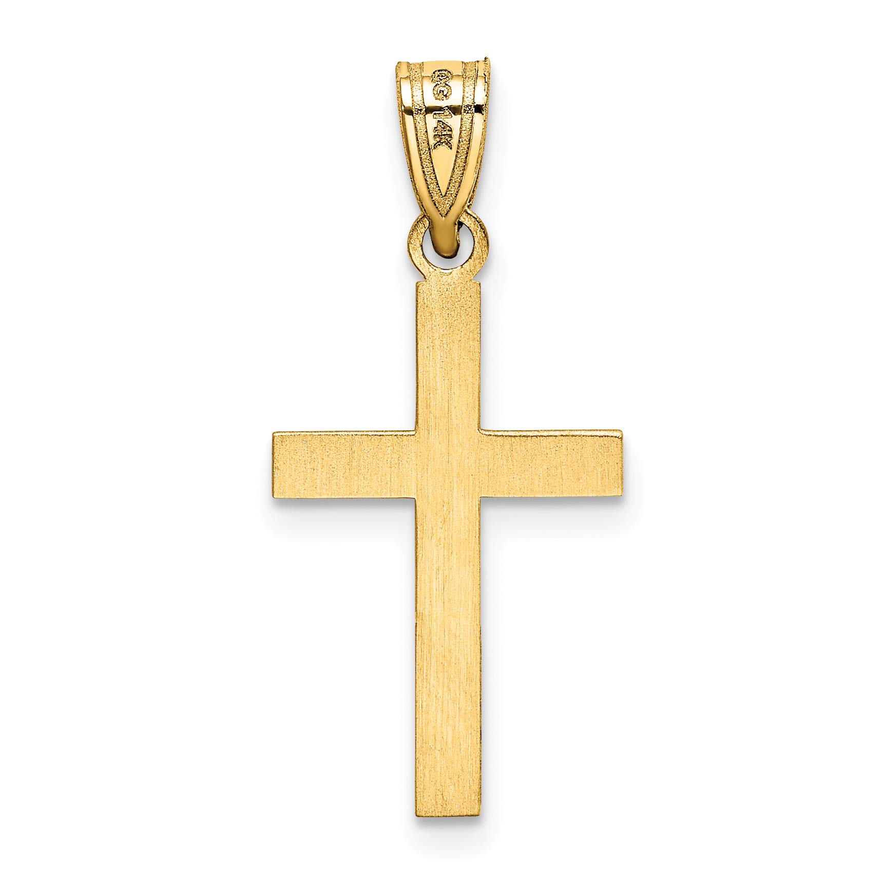 14K Gold Laser Etched Cross Pendant Necklace for Women & Men - Elegant Religious Jewelry Gift for Baptism, Confirmation & Everyday Wear