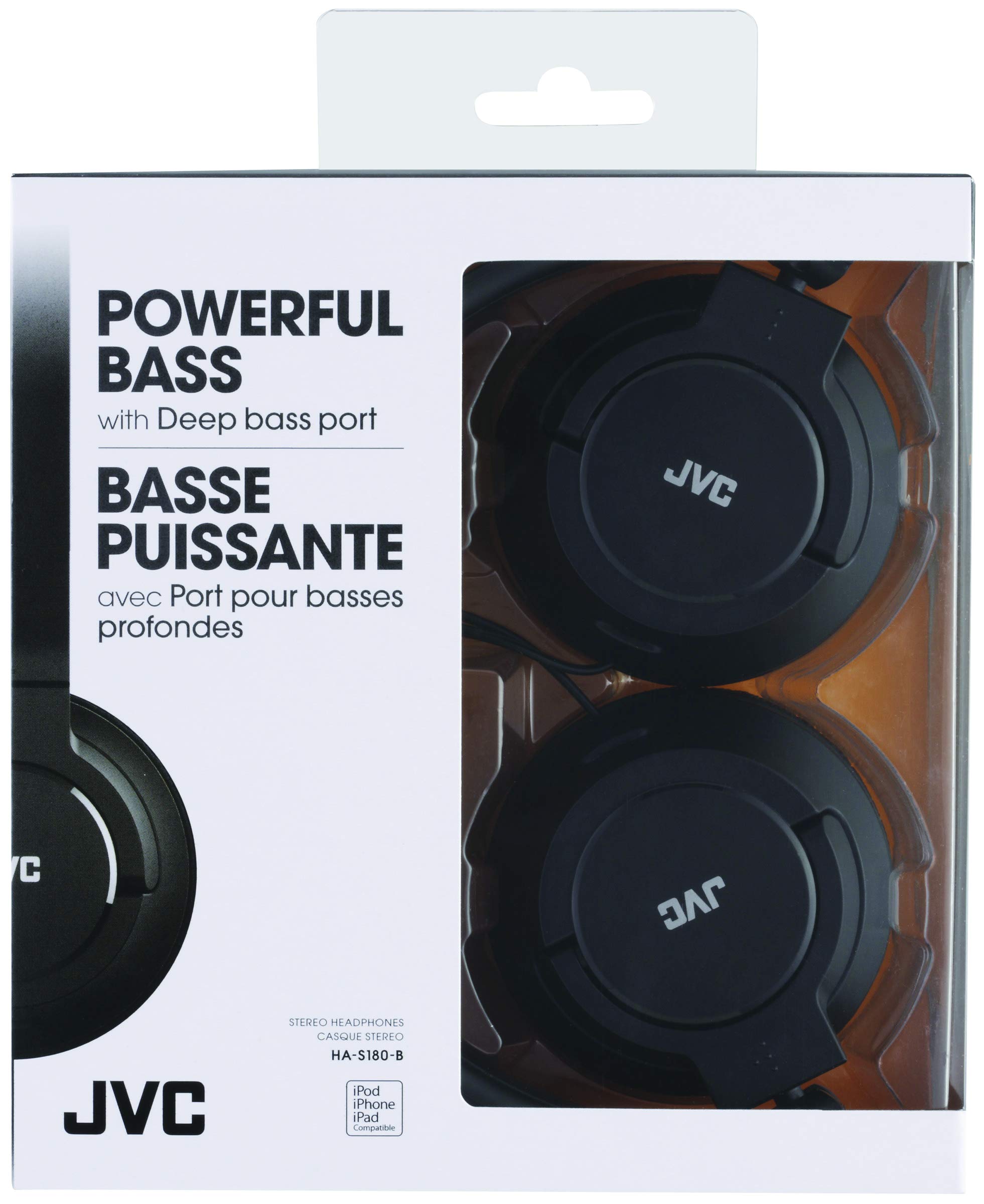 JVC HAS180B On-Ear Headphones with Crystal Clear Sound, Comfortable Fit & Noise Isolation - Perfect for Commuting, Gaming & Music Listening (Black)
