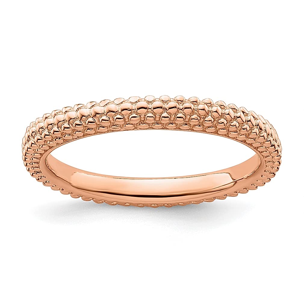 925 Sterling Silver Pink Plated Domed Band Ring for Women - Stackable Textured Wedding Engagement Promise Ring - Elegant Fine Jewelry Gift for Her (Perfect for Anniversaries, Birthdays & Special Occasions)