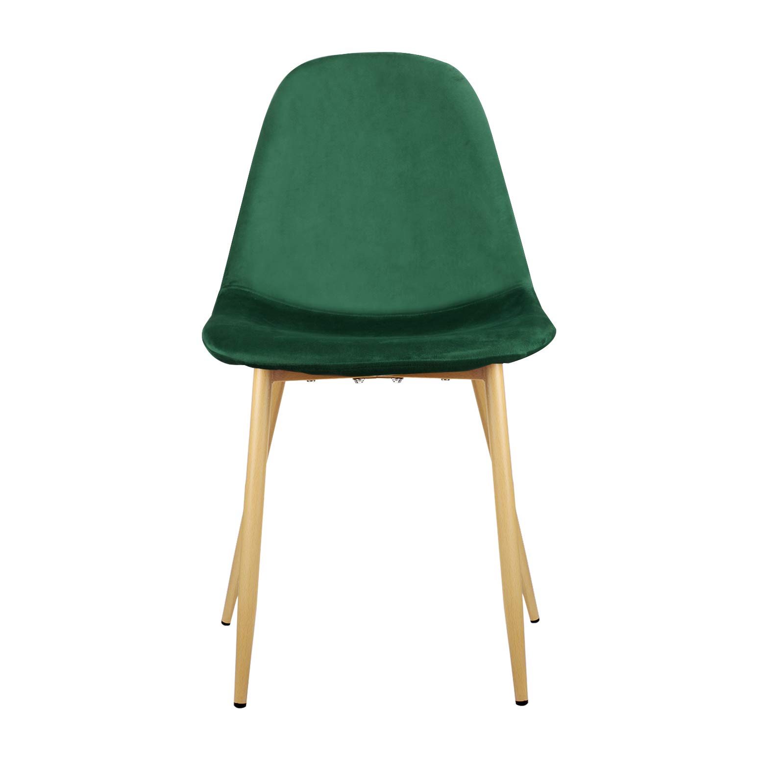 Set of 4 Mid Century Modern Velvet Upholstered Dining Chairs with Metal Legs - Dark Green Kitchen Side Chairs for Dining Room & Breakfast Nook