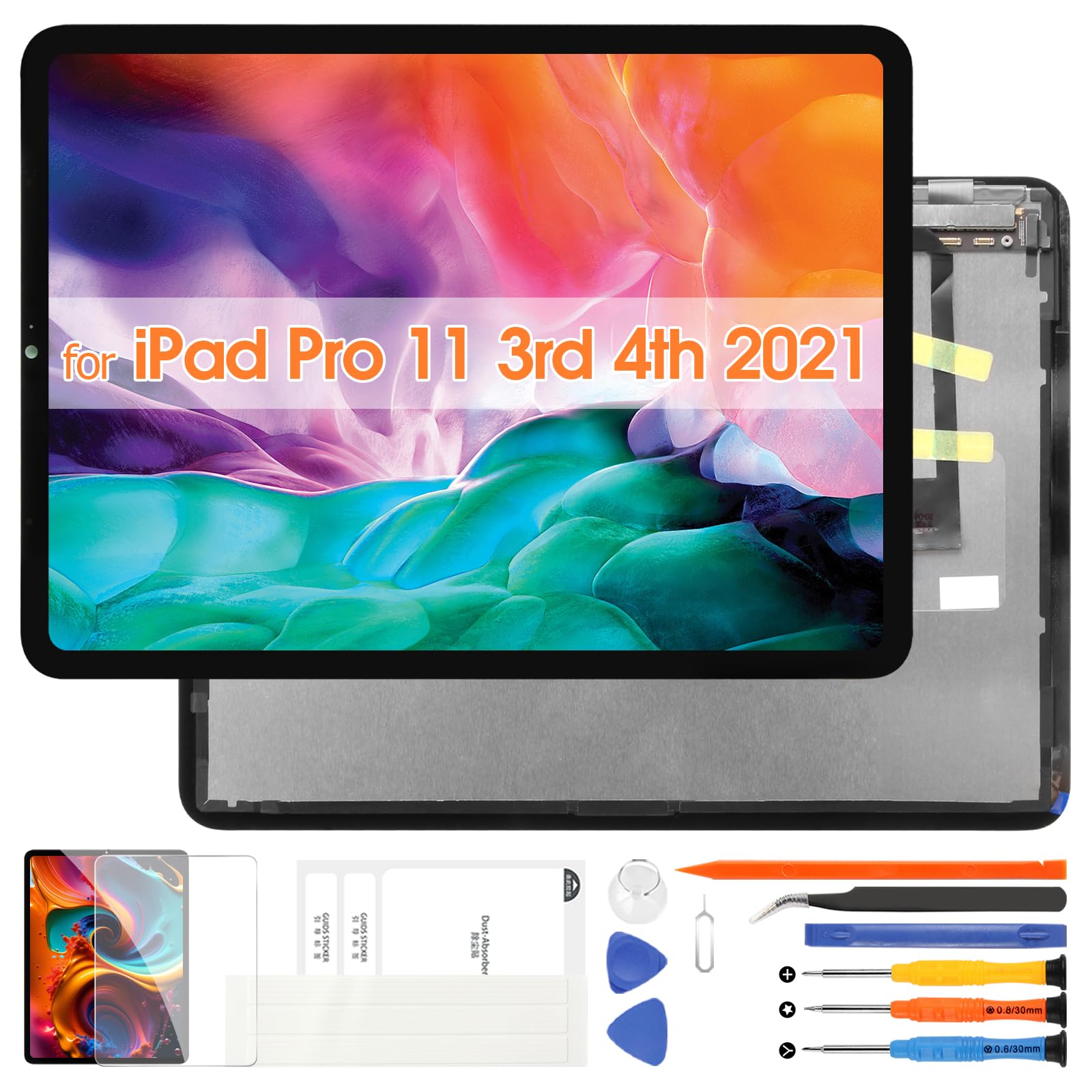 Original iPad Pro 11 (3rd & 4th Gen) LCD Screen Replacement - Compatible with 2021 Models A2301/A2459/A2460/A2435/A2761/A2762/A2759 - Full Touch Screen Digitizer Assembly with Repair Tools - Perfect for DIY Repairs & Screen Damage Replacement