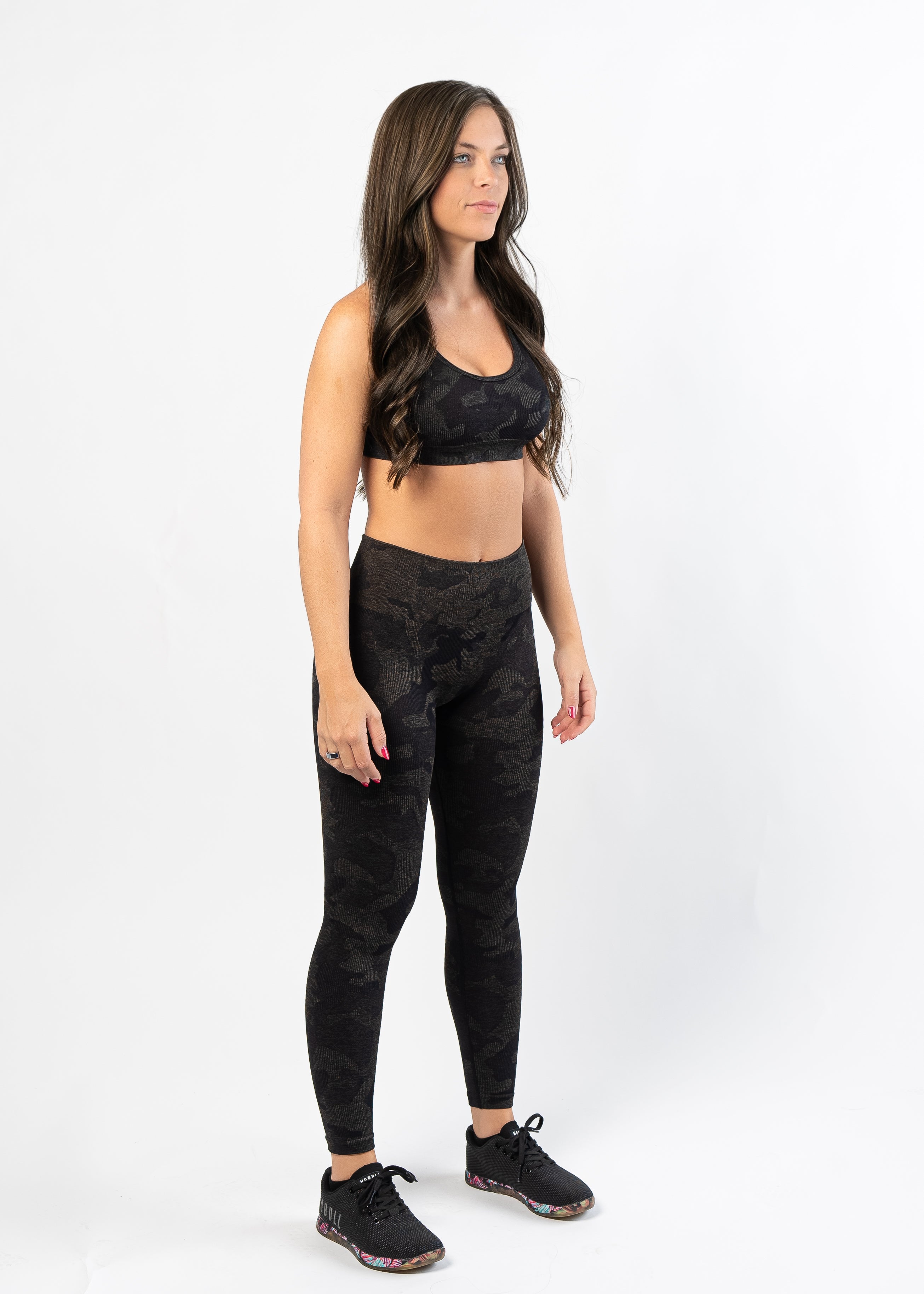Seamless Minimal Bra - Black Camo | Comfortable Wireless Bralette for Everyday Wear & Yoga | Perfect for Workouts, Lounge & Layering