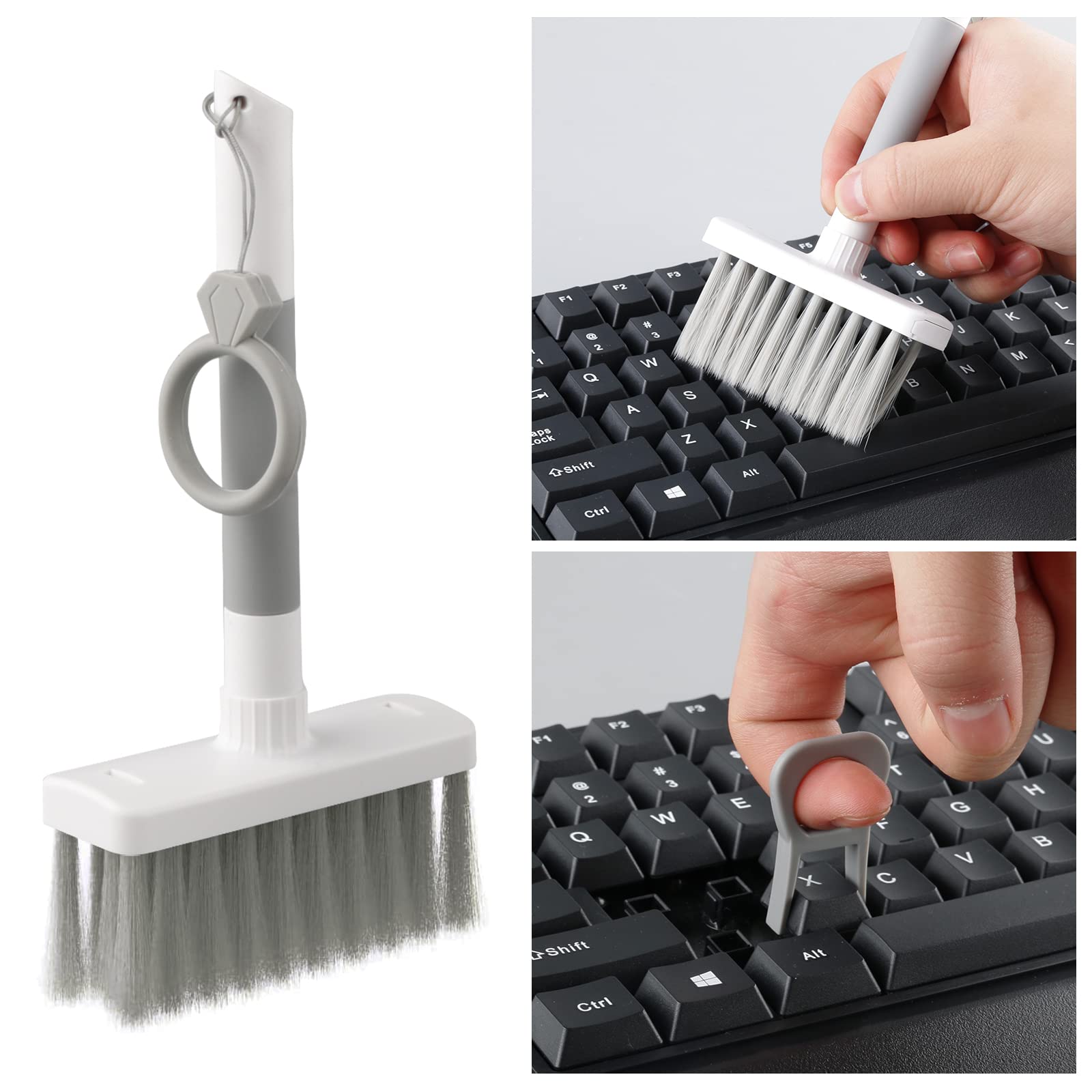 7-in-1 Keyboard Cleaner Kit - Soft Brush, Keycap Puller & Microfiber Duster for Laptop, AirPods, Bluetooth Headset, Camera Lens & Lego Cleaning | Computer Accessories & Maintenance Tools (Grey) | Perfect for Office, Gaming Setup & Electronic Device Care