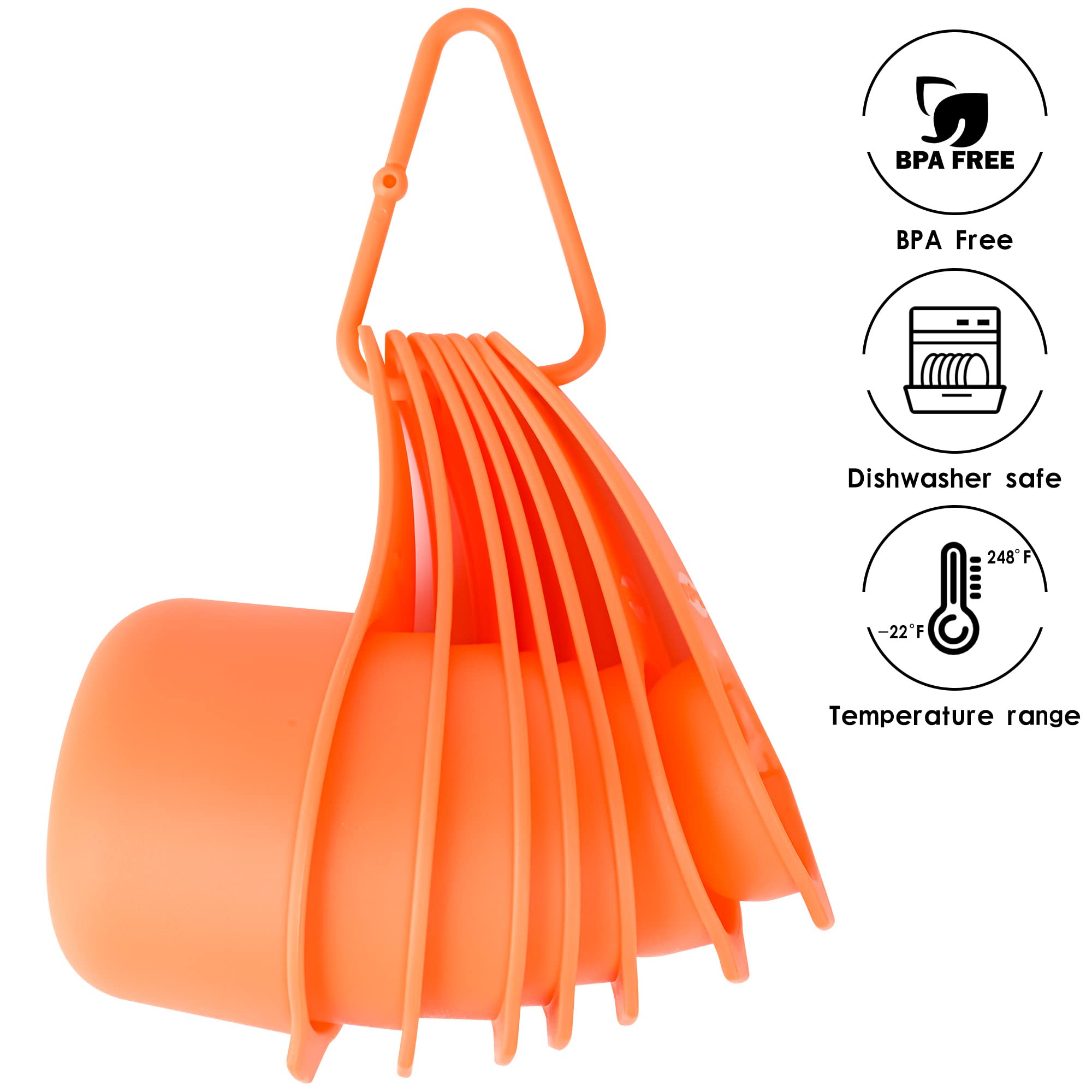 15-Piece Plastic Measuring Cups and Spoons Set - 7 Measuring Cups & 7 Spoons with Leveler - Essential Baking & Cooking Tools for Kitchen, Meal Prep, and DIY Recipes (Orange)