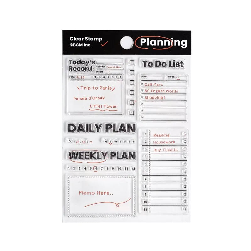 BGM Clear Stamp Set for Scrapbooking, Journaling & Card Making - Enhance Recording & Efficiency for DIY Crafts & Stationery Projects