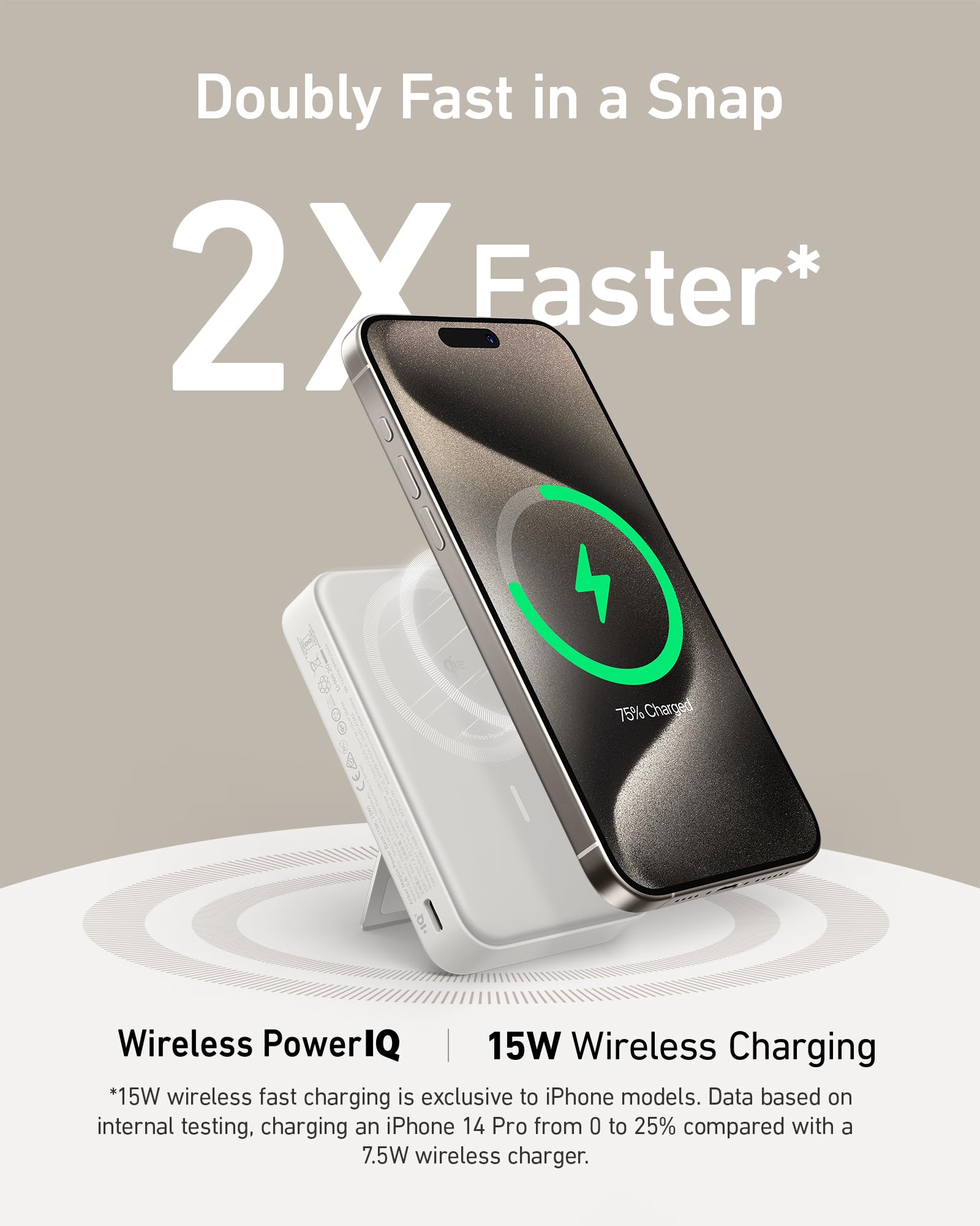 Anker MagGo Qi2 Certified 15W Fast Wireless Power Bank with Magsafe - 10,000mAh Portable Charger with Smart Display & Foldable Stand | Compatible with iPhone 15/14/13/12 (Includes USB-C Cable) | Perfect for Travel, Office & On-the-Go Charging