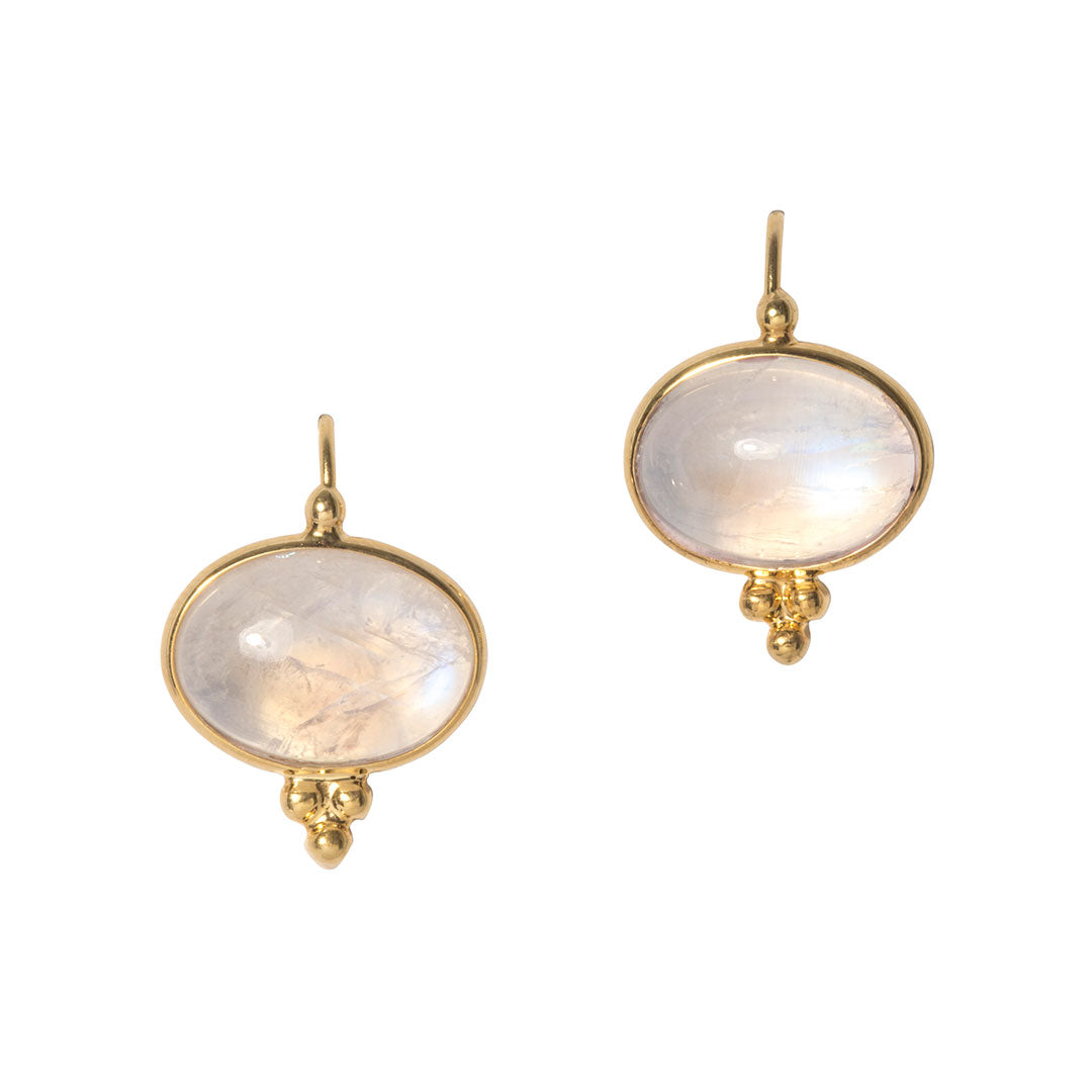 14K Yellow Gold Mazza Moonstone Capri Earrings - Elegant Dangle Earrings for Women, Perfect for Weddings, Parties & Special Occasions