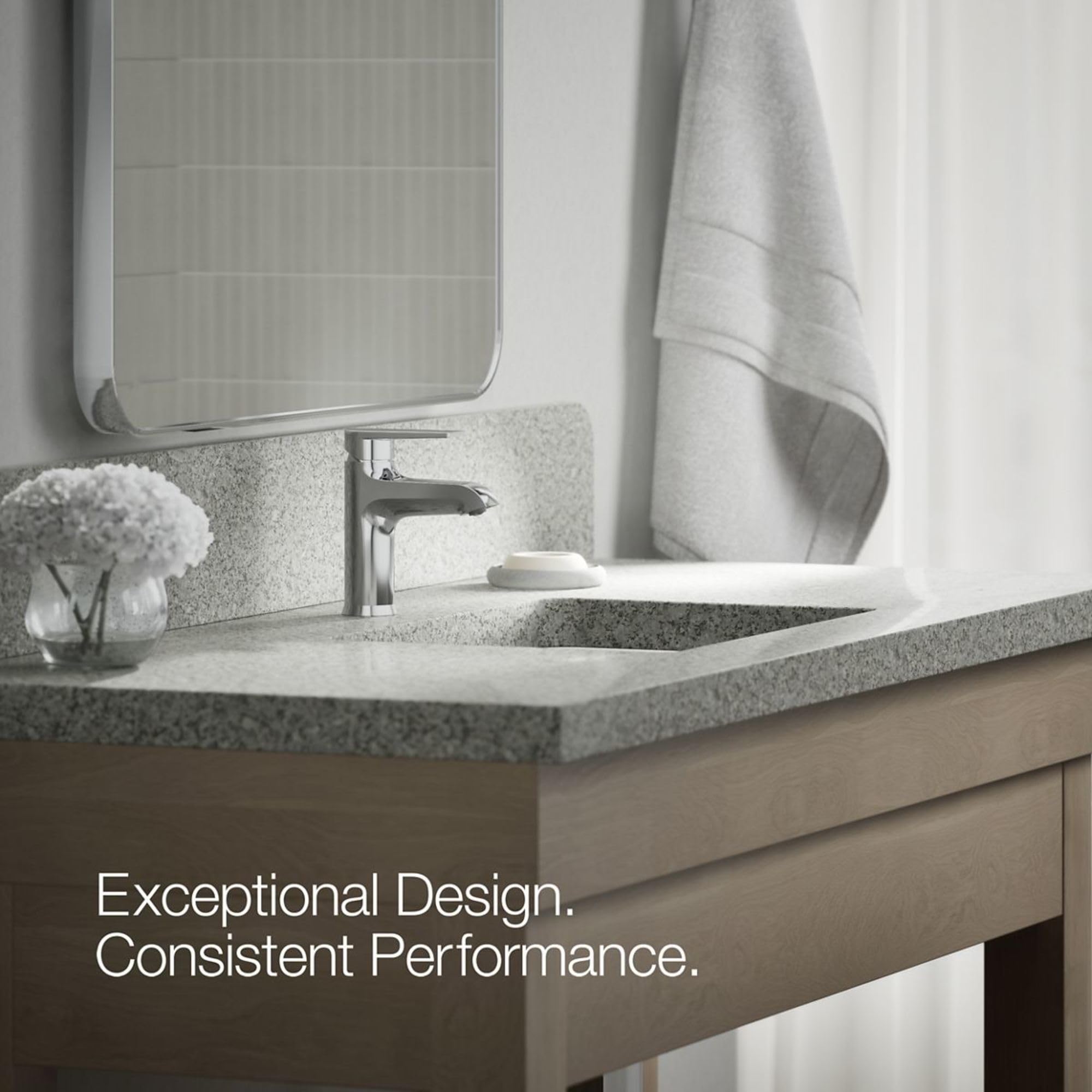 Kohler K-97060-4-CP Hint Bathroom Sink Faucet - Polished Chrome Finish - Modern Waterfall Spout for Bathroom Vanity, Powder Room & Guest Bath