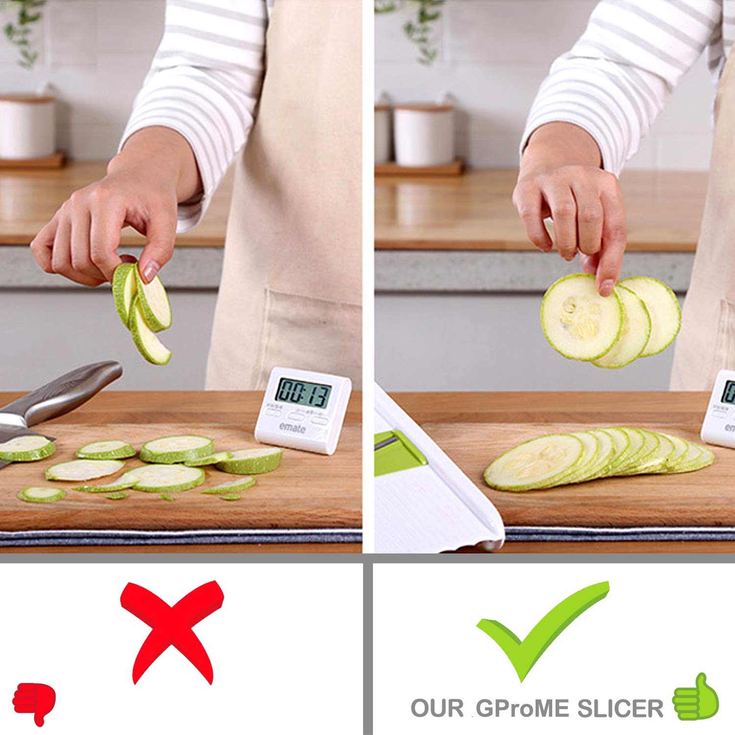 Adjustable Mandoline Slicer for Vegetables & Fruits - Stainless Steel French Fry Cutter, Crinkle Waffle Slicer, Julienne Grater with Garlic Grinder (White) | Perfect for Meal Prep, Salad Making & Healthy Cooking