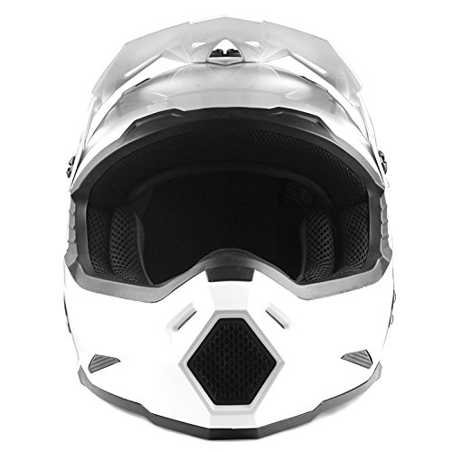 1Storm Adult Motocross Helmet BMX MX ATV Dirt Bike Helmet Racing Style HF801 with Bluetooth Headset - Glossy White - Perfect for Off-Road Racing, Motorcycle Adventures & Extreme Sports