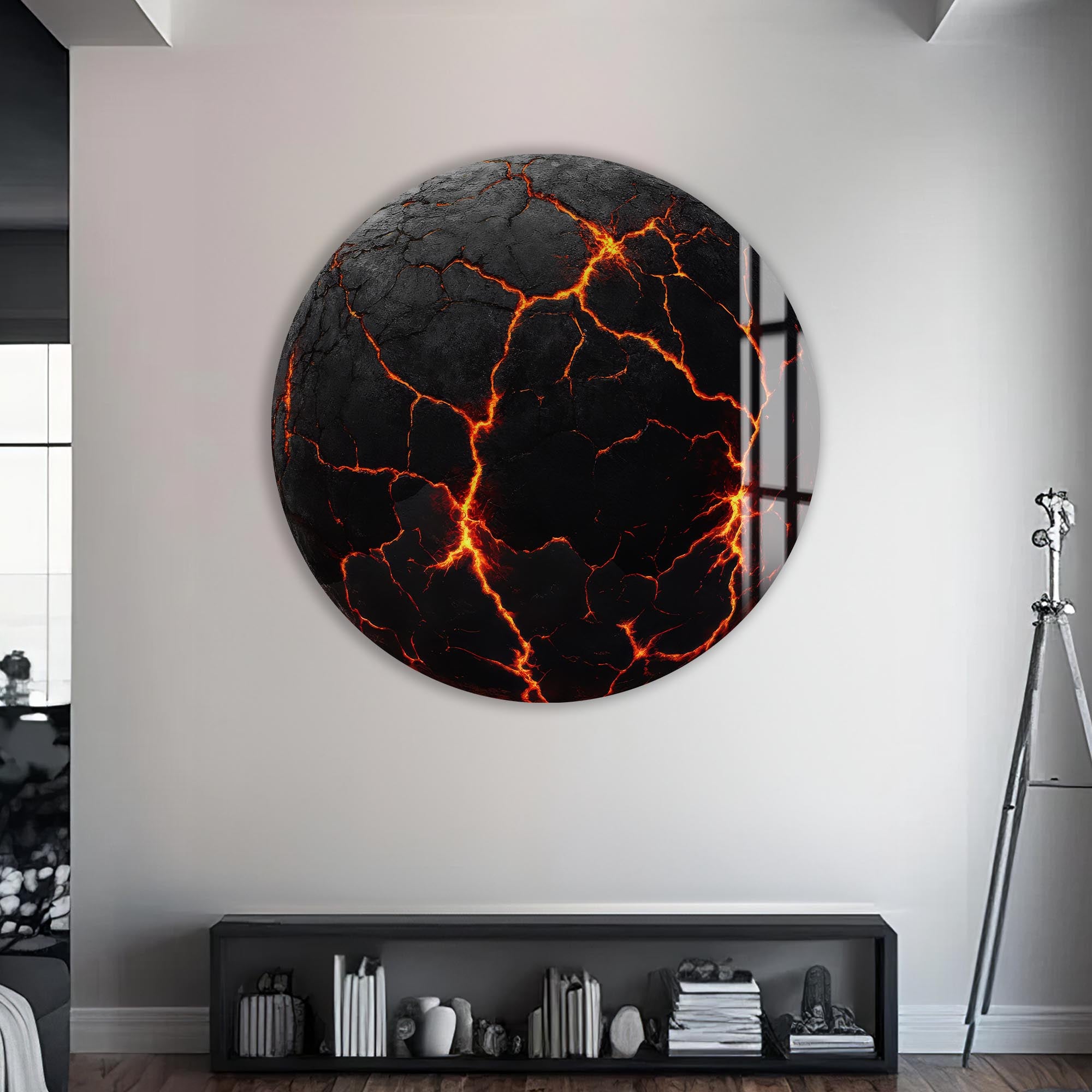 Lava Rounded Glass Wall Art - Modern Abstract Home Decor for Living Room, Bedroom & Office - Shatterproof & UV Resistant - Perfect for Gifts & Interior Design