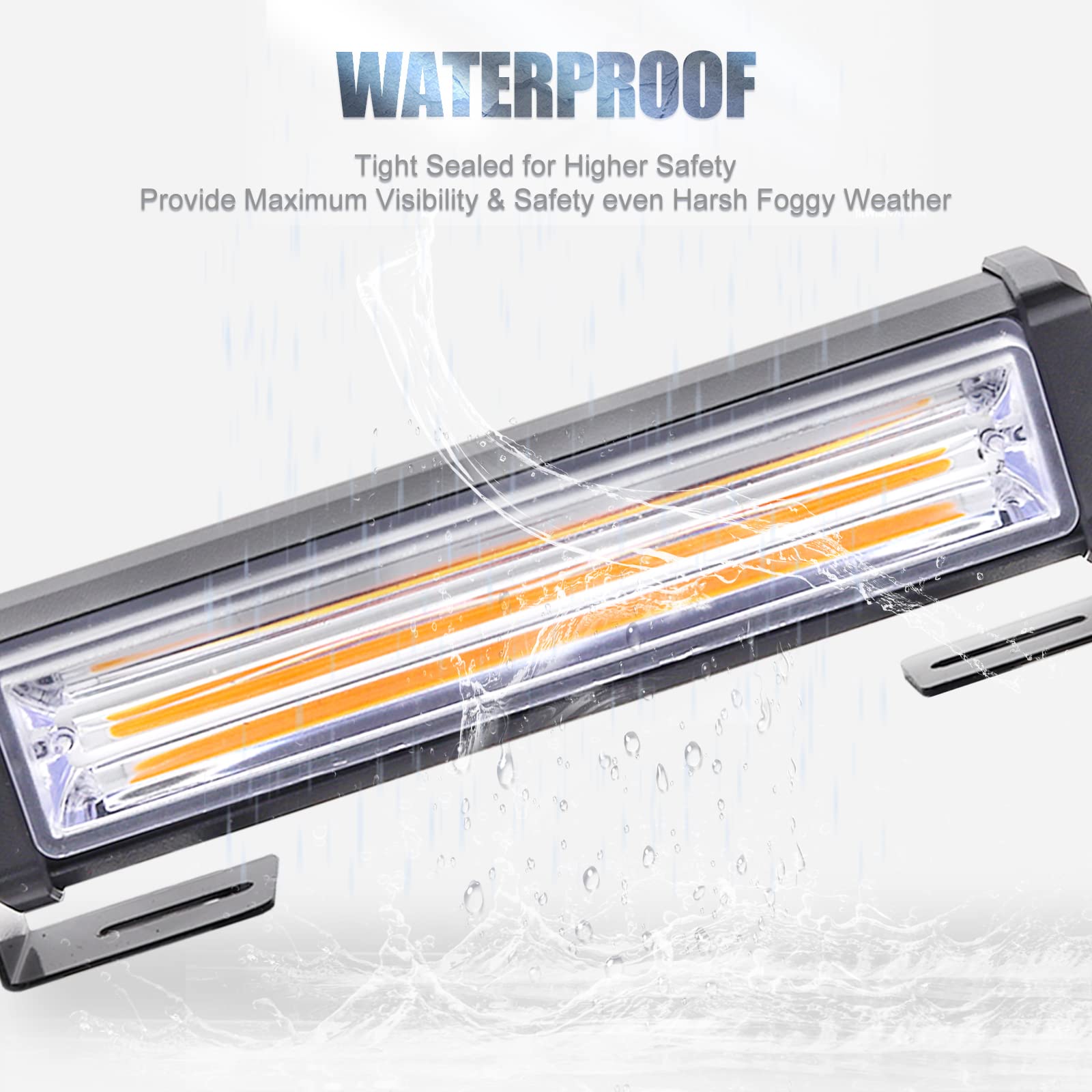 2PCS Amber COB LED Grille Lights - Daytime Running Lights & Emergency Warning Strobe Lights for Trucks, Construction Vehicles | Durable Surface Mount Front Grille Lights for Enhanced Road Safety & Visibility