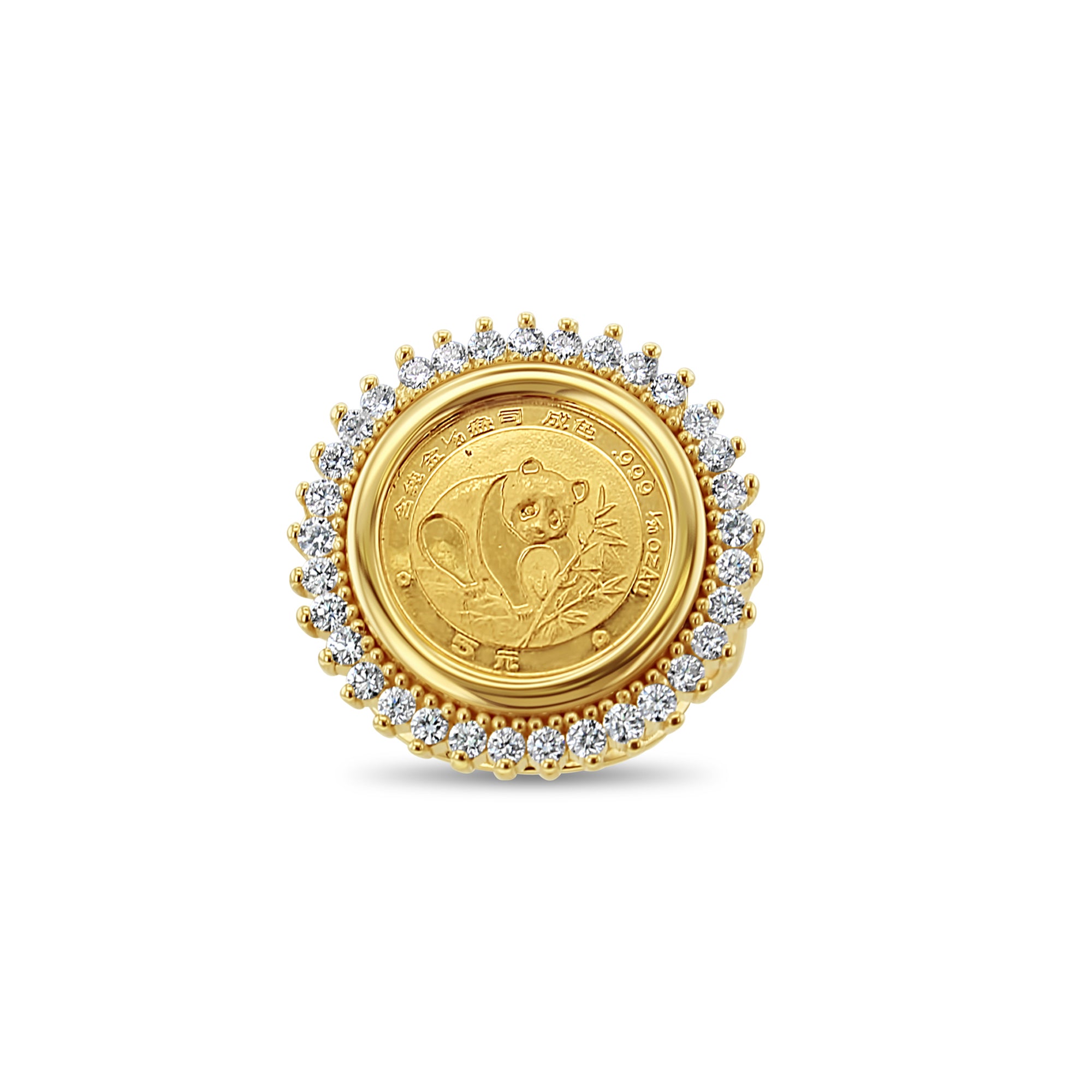 20th Ounce Panda Coin Ring with Diamond Halo - Sterling Silver Collectible Jewelry for Gifts, Anniversaries & Special Occasions | Perfect for Coin Collectors & Fashion Lovers