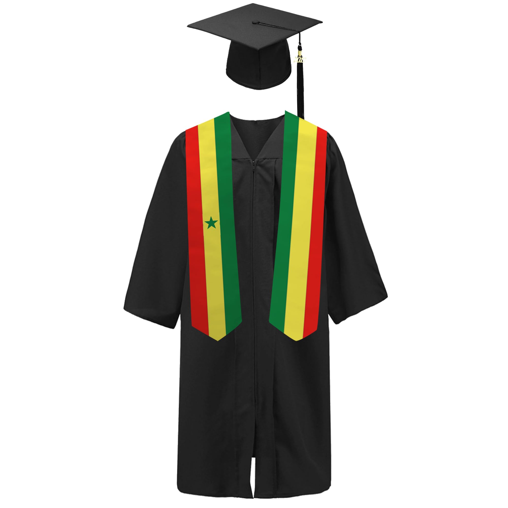 Senegal Flag Graduation Stole - 180x13cm Double Sided Sash for International Students - Perfect for Study Abroad Graduation Ceremonies, Cultural Events & Gift Giving