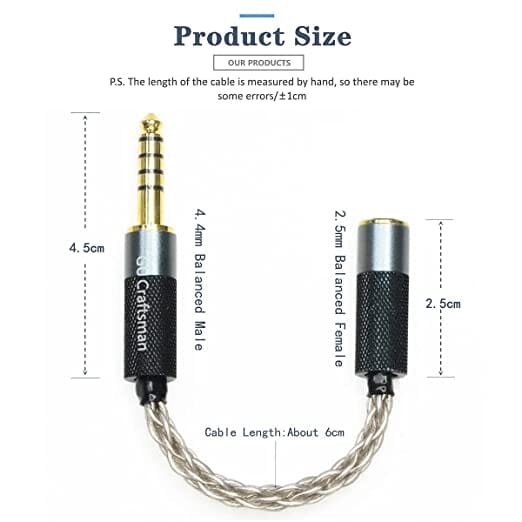 Premium GUCraftsman Audio Adapter - 2.5mm to 4.4mm & 3.5mm to 2.5mm/4.4mm Balanced Connector - Perfect for Headphones, Hi-Fi Systems, and Professional Audio Equipment