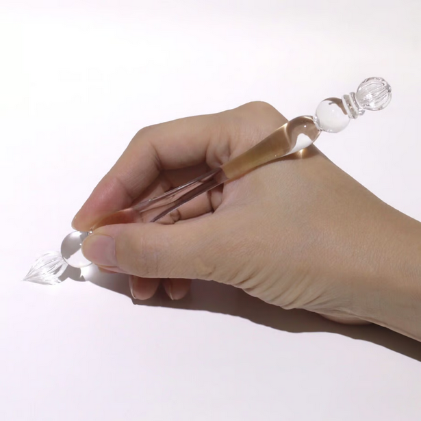 Japanese Glass Dip Pen - Crown & Clear Design, Perfect Calligraphy & Writing Tool for Artists, Writers & Journalists - Ideal for Hand Lettering, Sketching & Creative Gifts