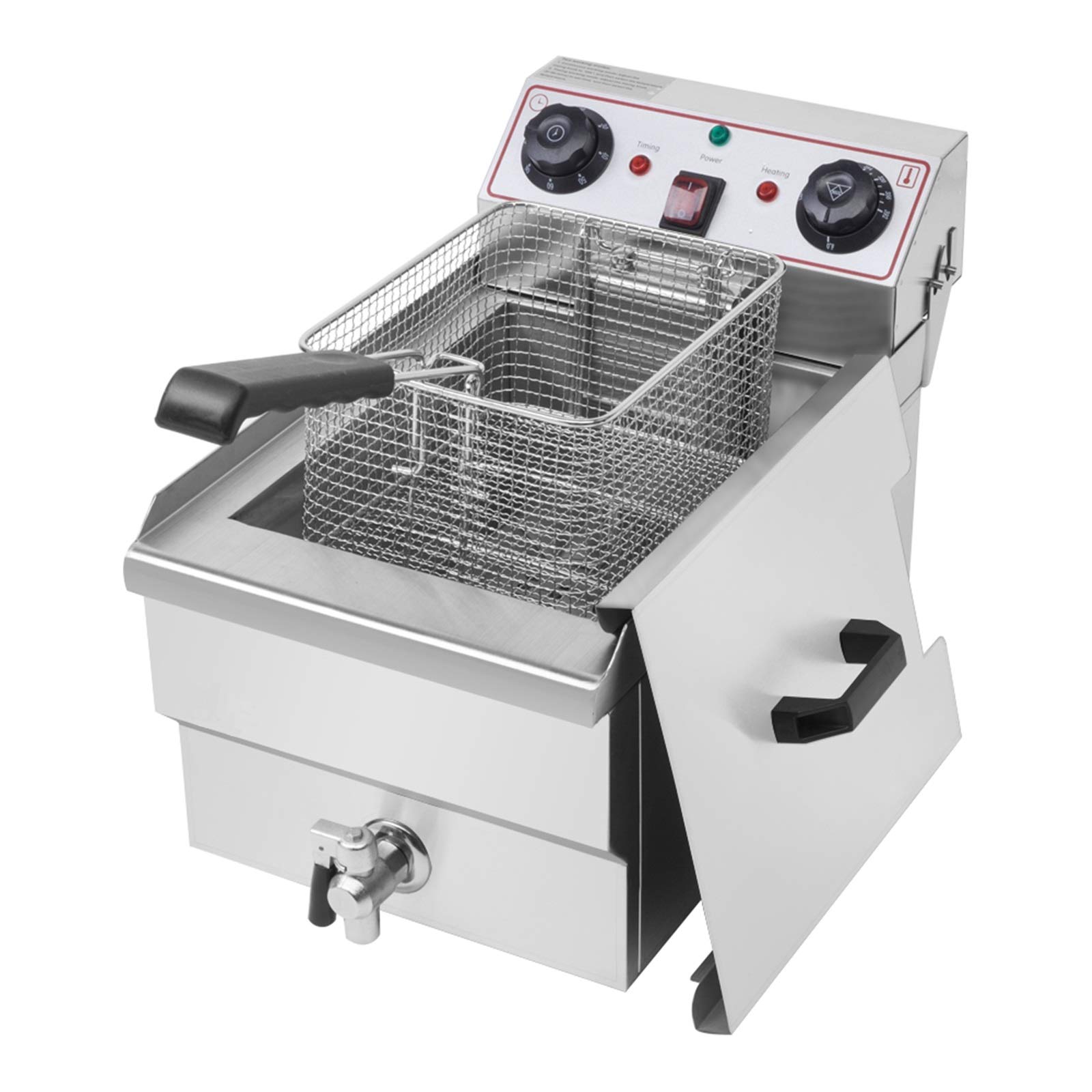 1700W Commercial Stainless Steel Deep Fryer with 8.5QT/8L Capacity - Electric Air Fryer with Basket & Faucet for Home & Restaurant Use - Perfect for Frying Chicken, French Fries, and Donuts