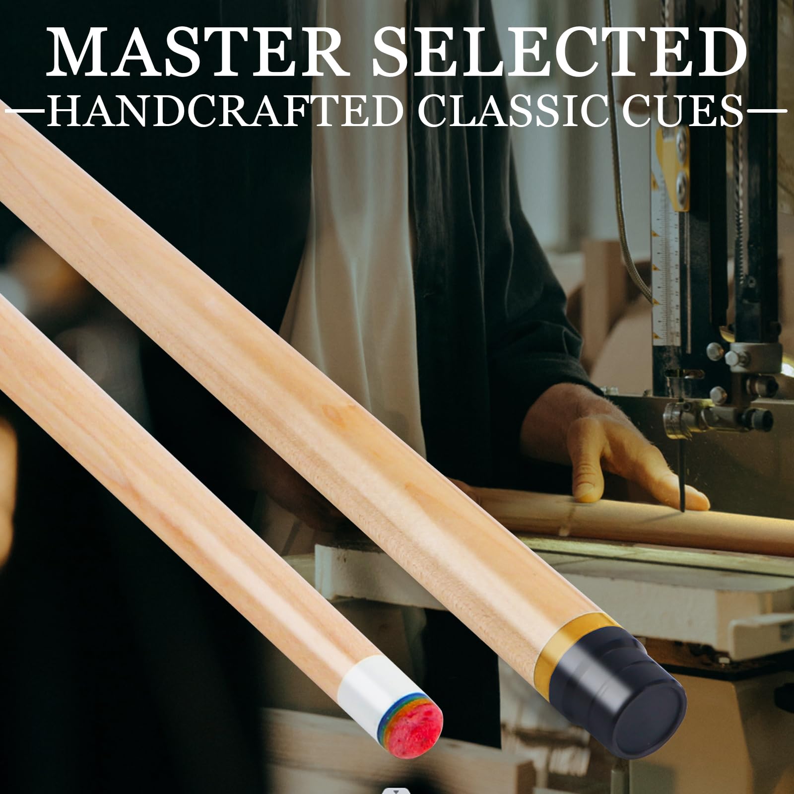 Lotmusic 58-Inch Professional Telescopic Fiber Pool Cue Stick Set with Extension Cue & Black Case – Perfect for Billiards, Pool Halls, and Home Game Rooms