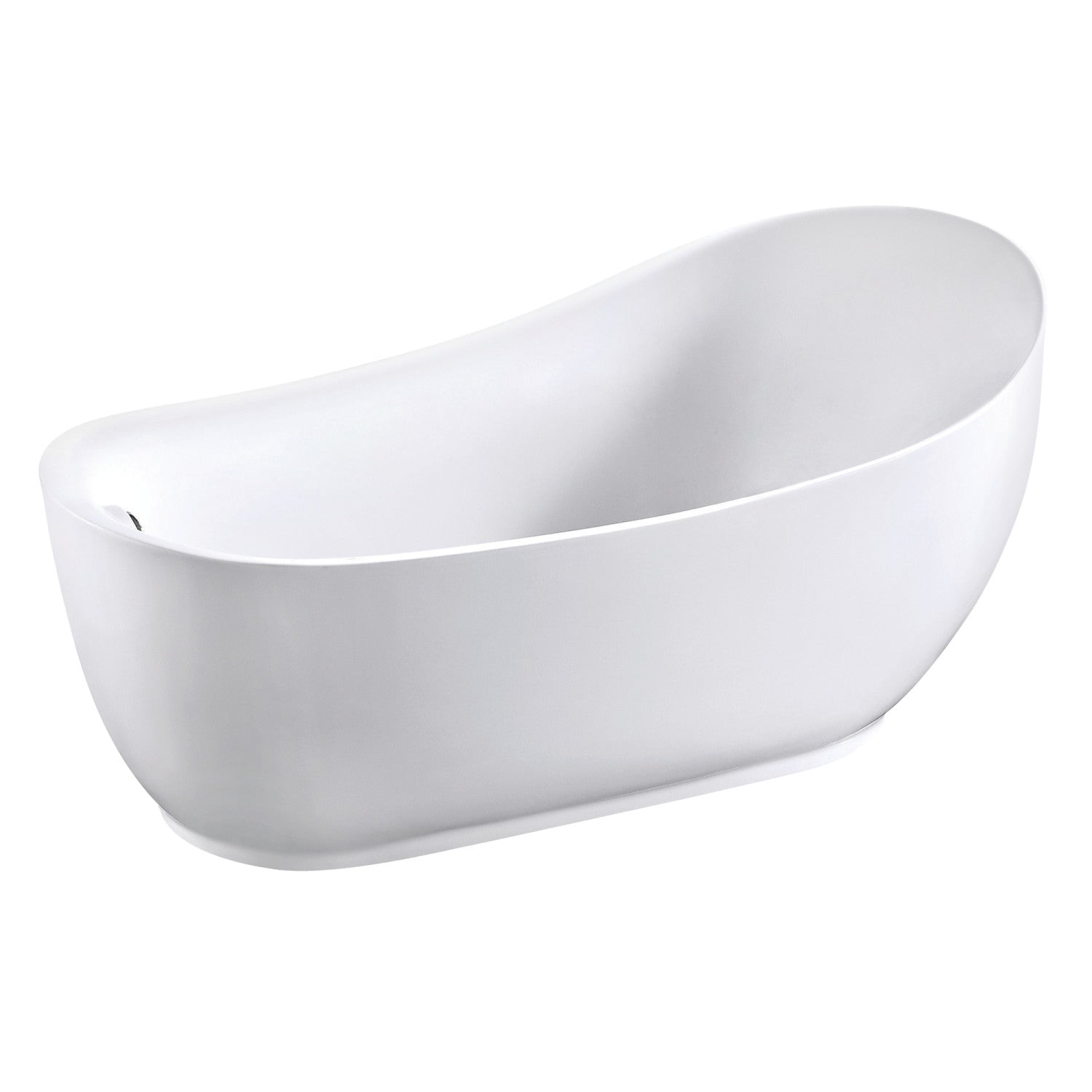 Aqua Eden 70 Inch Acrylic Oval Freestanding Bathtub - Glossy White Single Slipper Soaking Tub with Drain | Perfect for Luxury Bathrooms & Spa Retreats