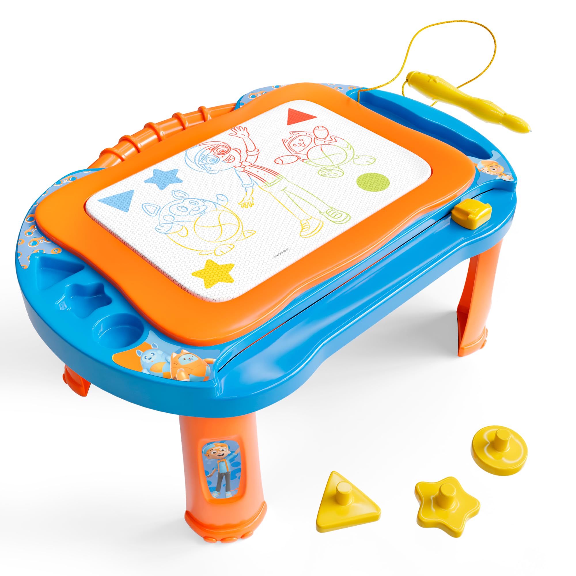 Blippi Magnetic Drawing Board for Kids - LCD Writing Tablet with Stand, Pen & Stamps - Educational Learning Toy for Toddlers 3+ Years - Perfect for Home, Travel & Preschool Activities