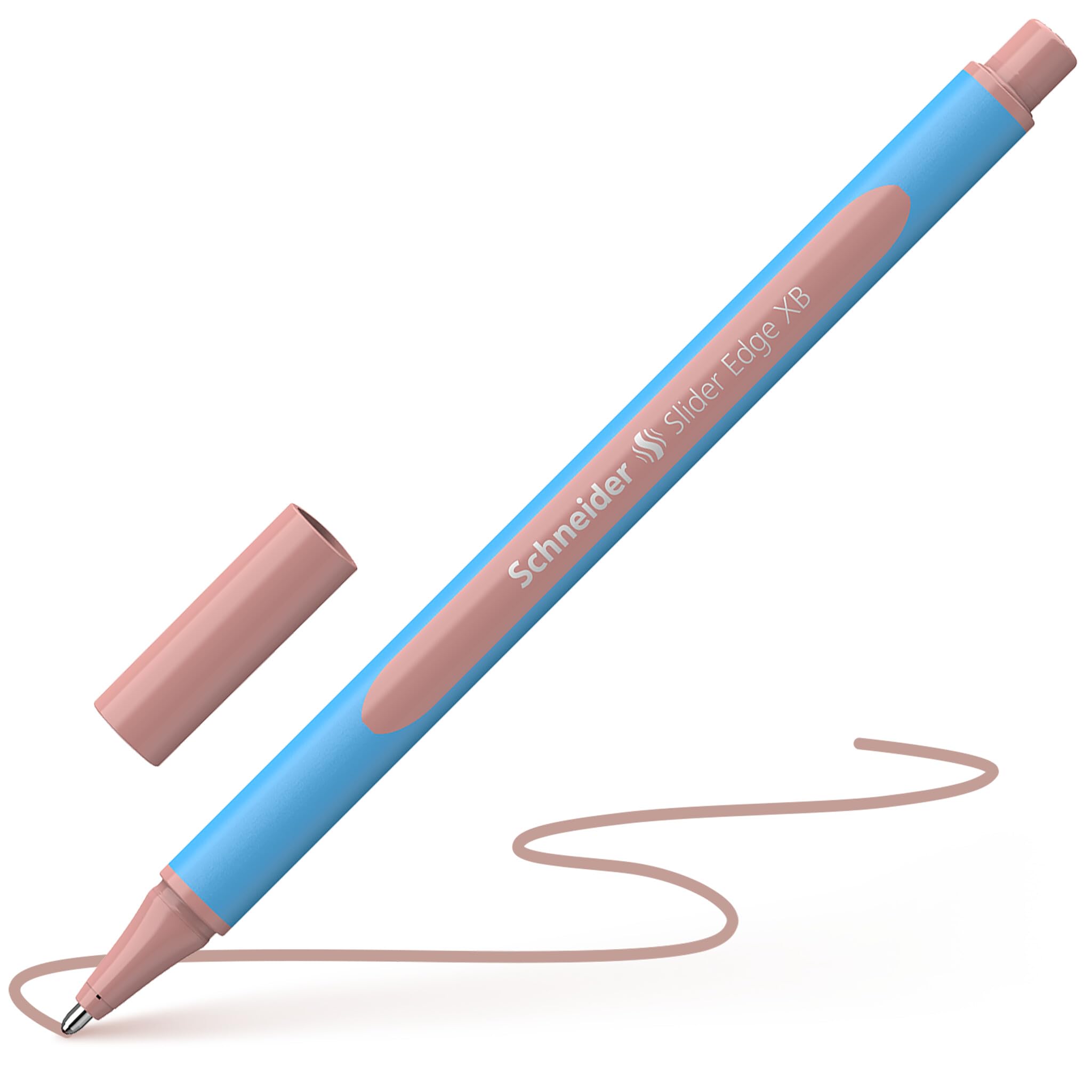 Schneider Slider Edge Pastel XB Extra Broad Ballpoint Pen - 1.4mm Tip, Light Blue Barrel with Blush Ink - Pack of 10 Pens (152236) - Perfect for Office, School, Note Taking & Gift Giving