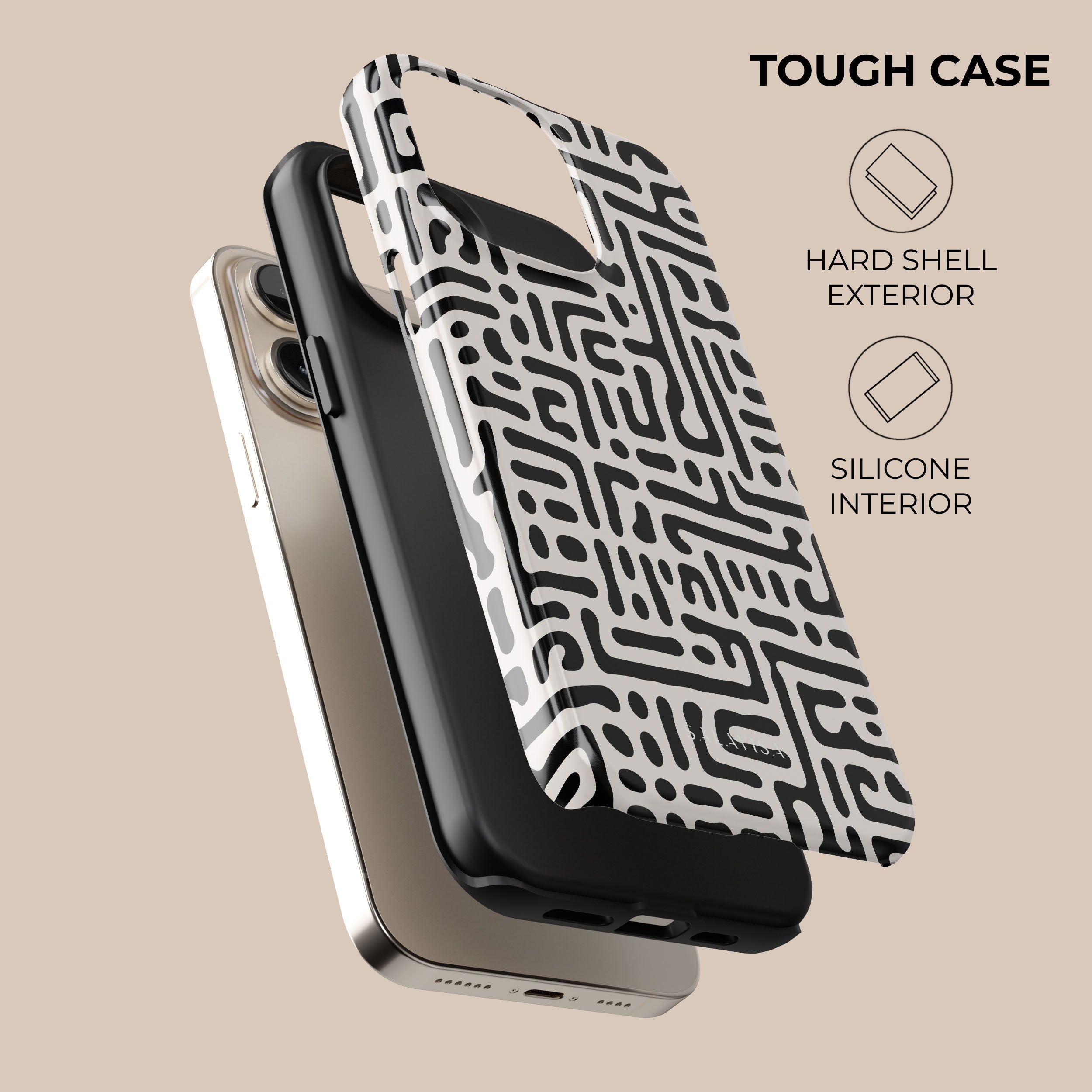 Stylish Black & White Maze Design Phone Case - Durable Protection for iPhone & Android - Perfect for Everyday Use, Travel & Gifting