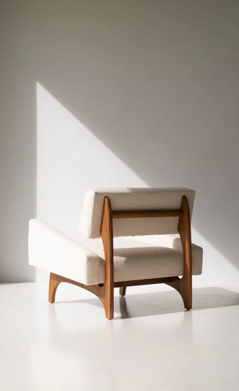 Modern Minimalist Wood and Fabric Upholstered Chair - Contemporary Designer Furniture for Living Room, Dining Room & Office Decor