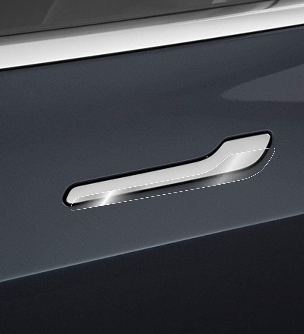 Tesla Model 3 & Model Y Door Handle Decal Sticker Wrap Kit - 4PCS Clear Protective Vinyl with Tesla Logo - Car Accessories for Customization & Exterior Protection