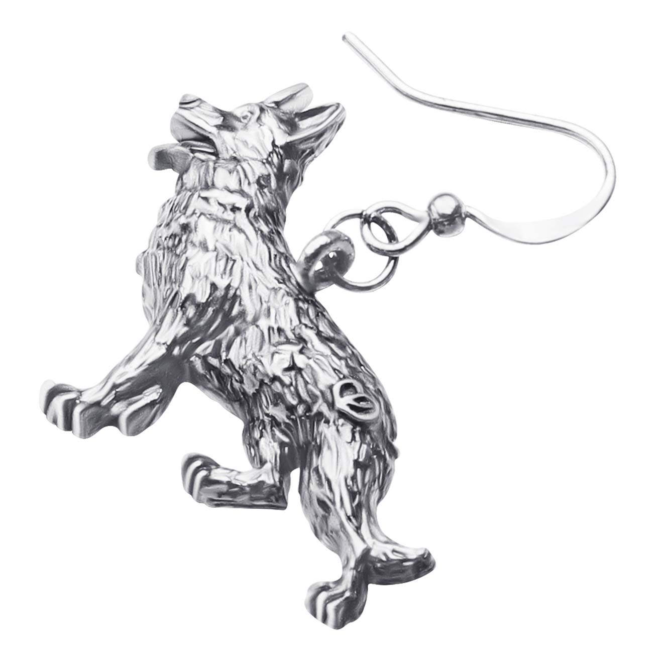 DUOWEI German Shepherd Dog Earrings - Acrylic Pet Drop Dangle Jewelry for Women, Silver Animal Lover Gift for Birthday Party | Perfect for Dog Owners & Pet Lovers