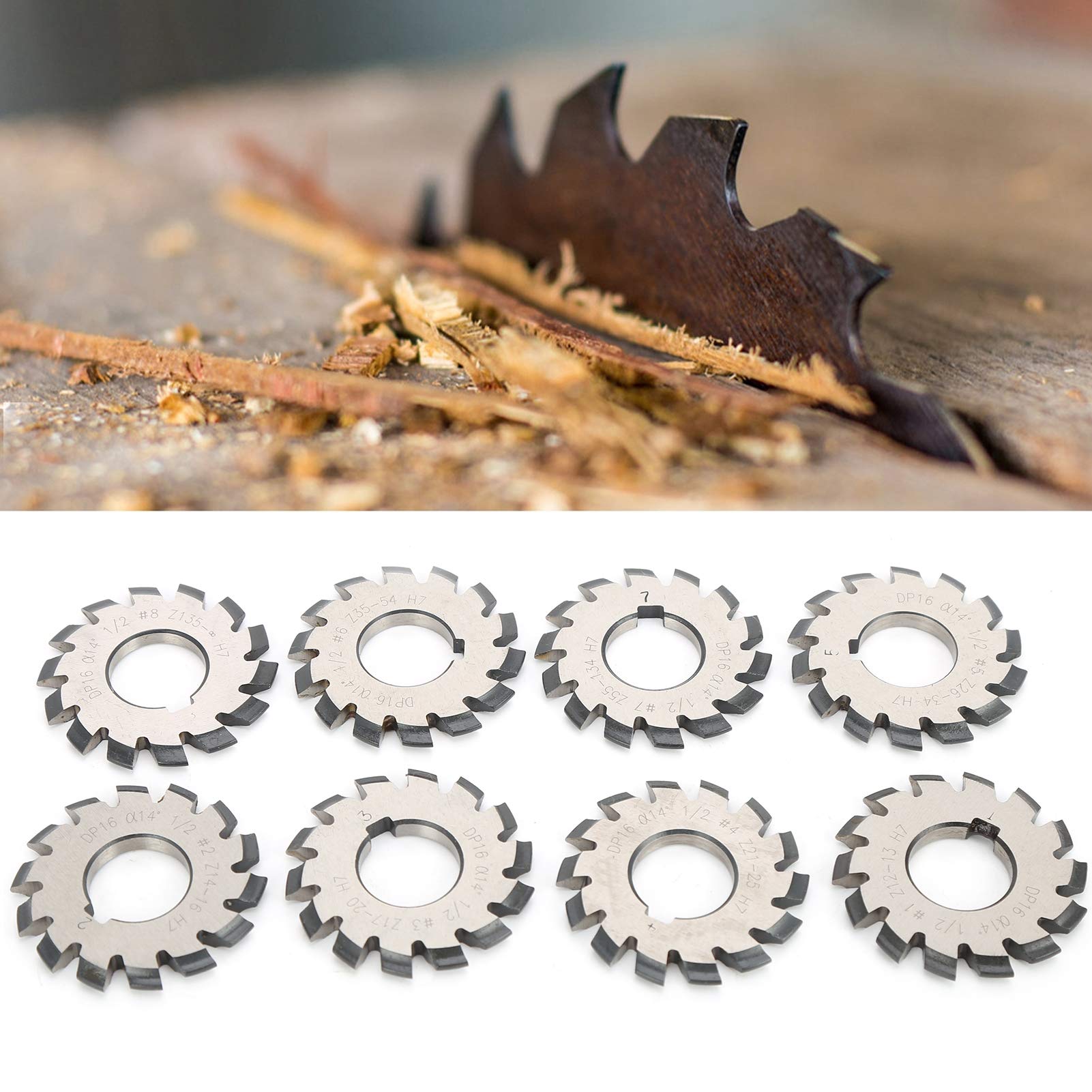 8Pcs High-Speed Steel Involute Gear Milling Cutter Set - 14.5° Pressure Angle, 55mm & 22mm - Precision Cutting Tools for Metalworking & CNC Machining - Perfect for Gear Manufacturing, Automotive Repairs, and Industrial Equipment Maintenance