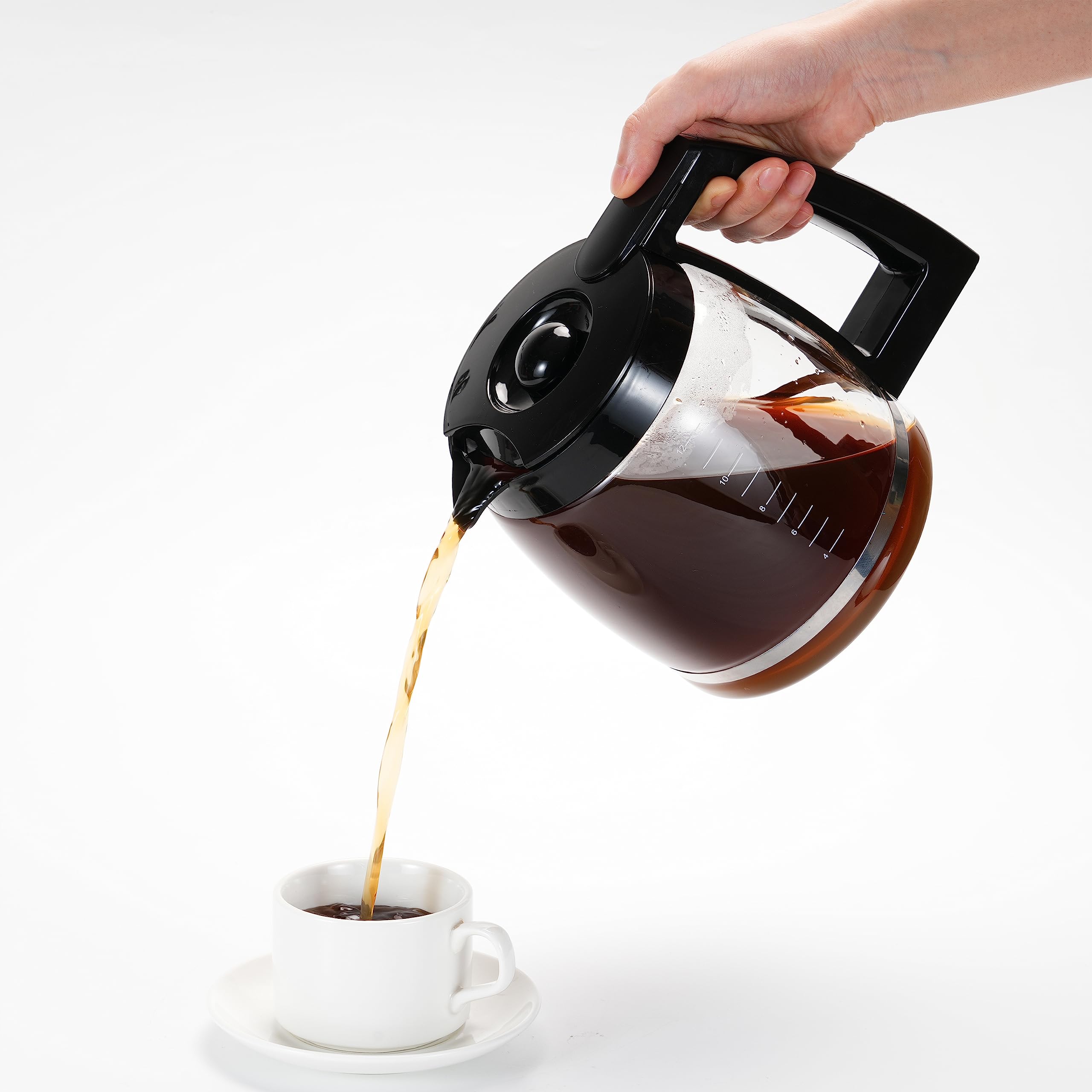 12-Cup Glass Carafe Replacement for Cuisinart DCC-1200PRC Coffee Maker - Decorative Stainless Steel Handle - Perfect for Home, Office & Restaurant Use