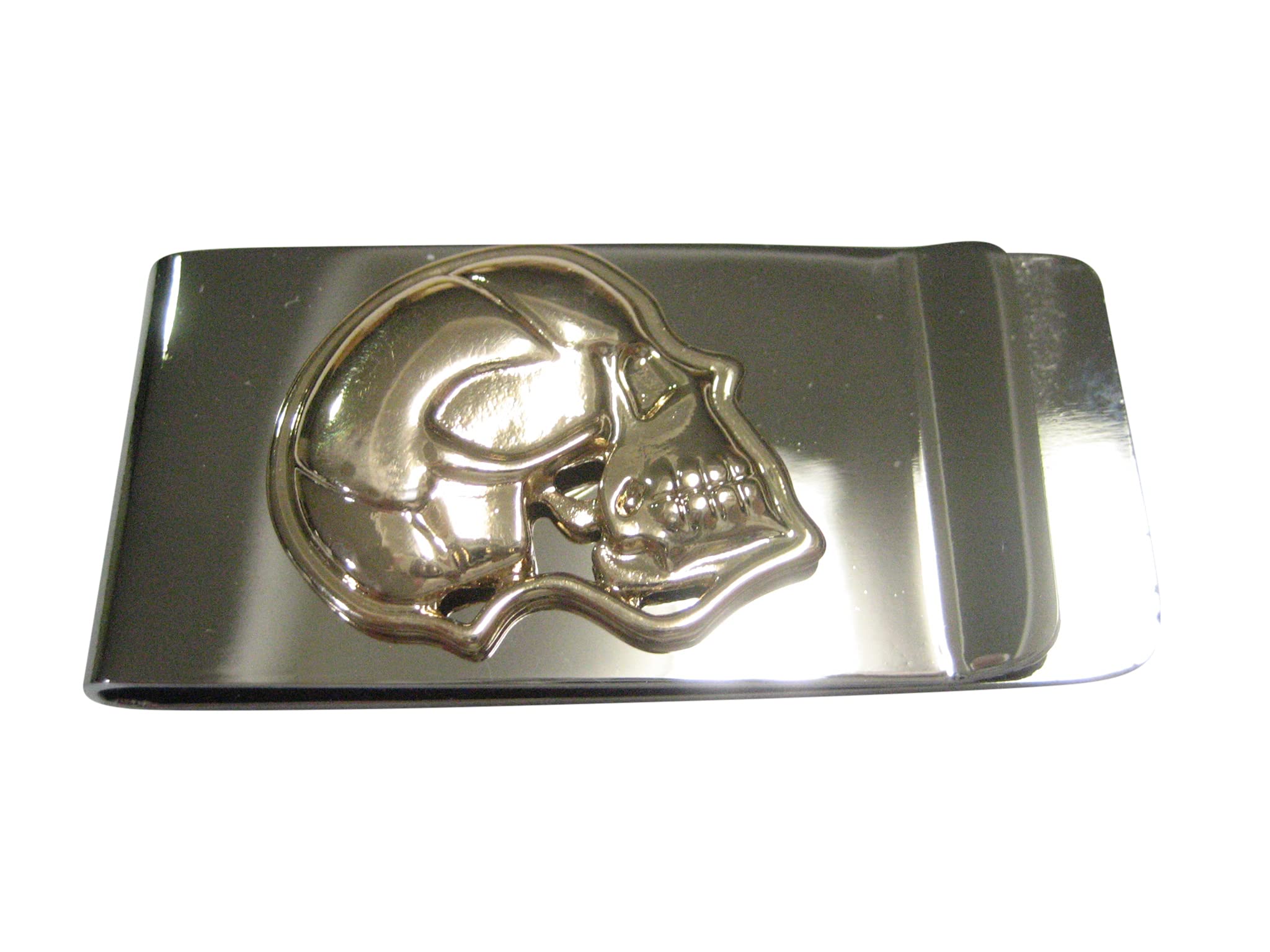 Kiola Designs Gold Tone Large Anatomical Skull Money Clip - Stylish & Secure Bill Holder for Cash, Credit Cards, and IDs | Perfect for Gifts, Nightlife, and Everyday Use