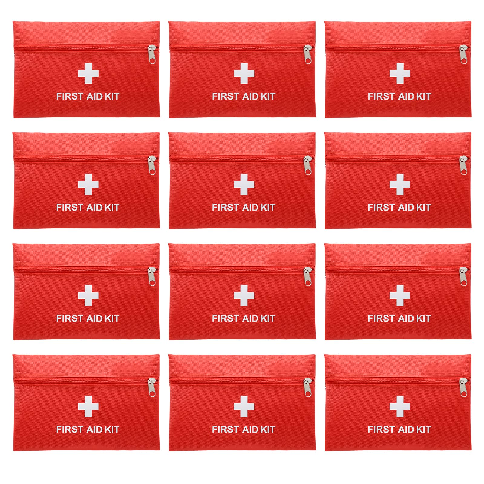 Faylapa 12Pcs Mini Empty First Aid Kit Bags - 9.44x5.90 Inches Portable Travel Pouch for Medical Supplies, Perfect for Travel, Home, Office, Car, Camping & Outdoor Emergency Preparedness (Bags Only)
