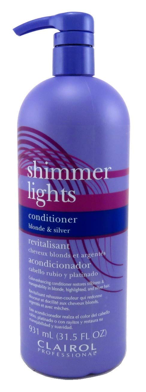 Clairol Shimmer Lights Purple Toning Conditioner for Blonde & Silver Hair - 31.5 oz (931ml) - 3 Pack - Neutralizes Brassiness & Enhances Shine - Perfect for Color-Treated & Highlighted Hair at Home Salon Use