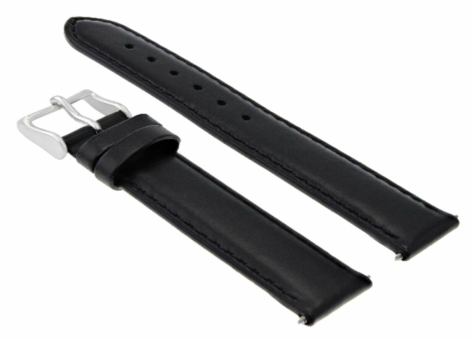 24mm Genuine Leather Watch Band Strap - Smooth Black Waterproof Replacement for Bulova UHF Sea King - Perfect for Diving, Swimming & Everyday Wear