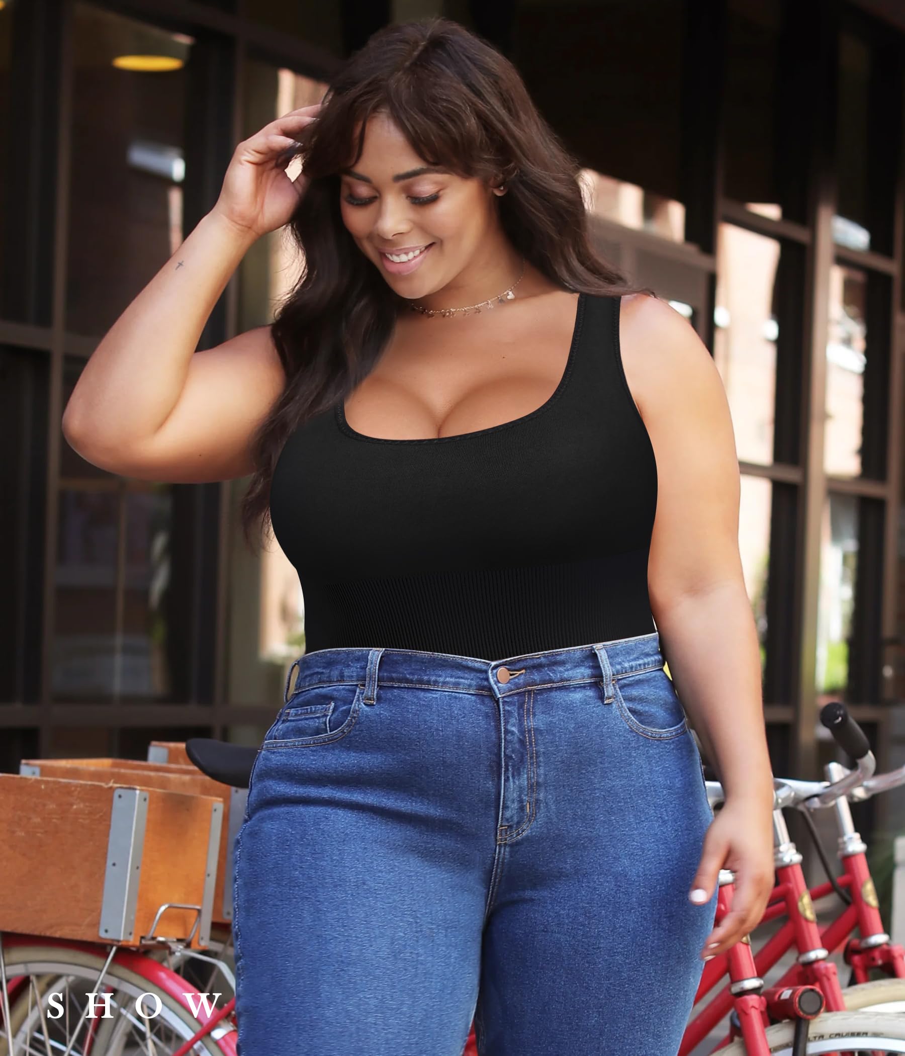 Nebility Plus Size Bodysuit Shapewear for Women - Tummy Control Seamless Body Shaper, Sleeveless Going Out Tops | Perfect for Evening Events, Date Nights & Special Occasions