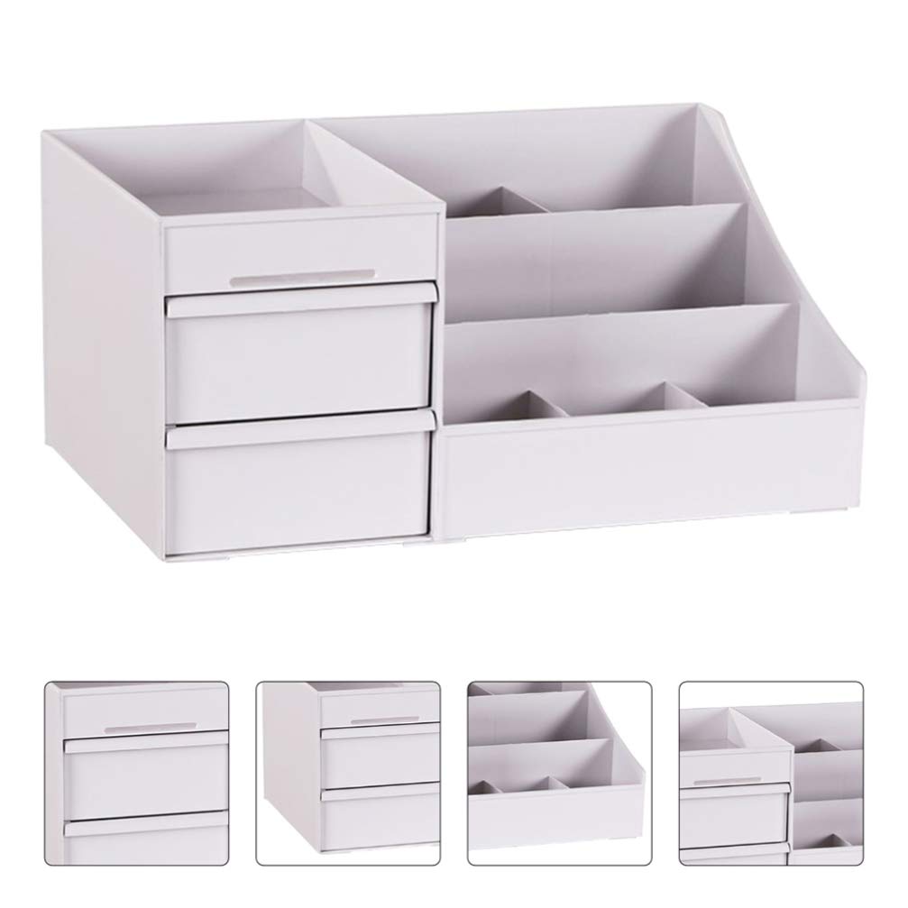 Cabilock 6-Drawer Plastic Makeup Organizer - White Cosmetic Storage Box for Lipstick, Brushes & Beauty Essentials | Desktop Vanity Organizer for Bathroom, Bedroom & Travel
