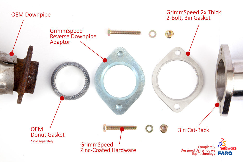 GrimmSpeed Stock Downpipe to 3 Inch Catback Adapter - High Performance Exhaust Adapter for Subaru WRX STI & More - Perfect for Upgrades & Turbo Installations