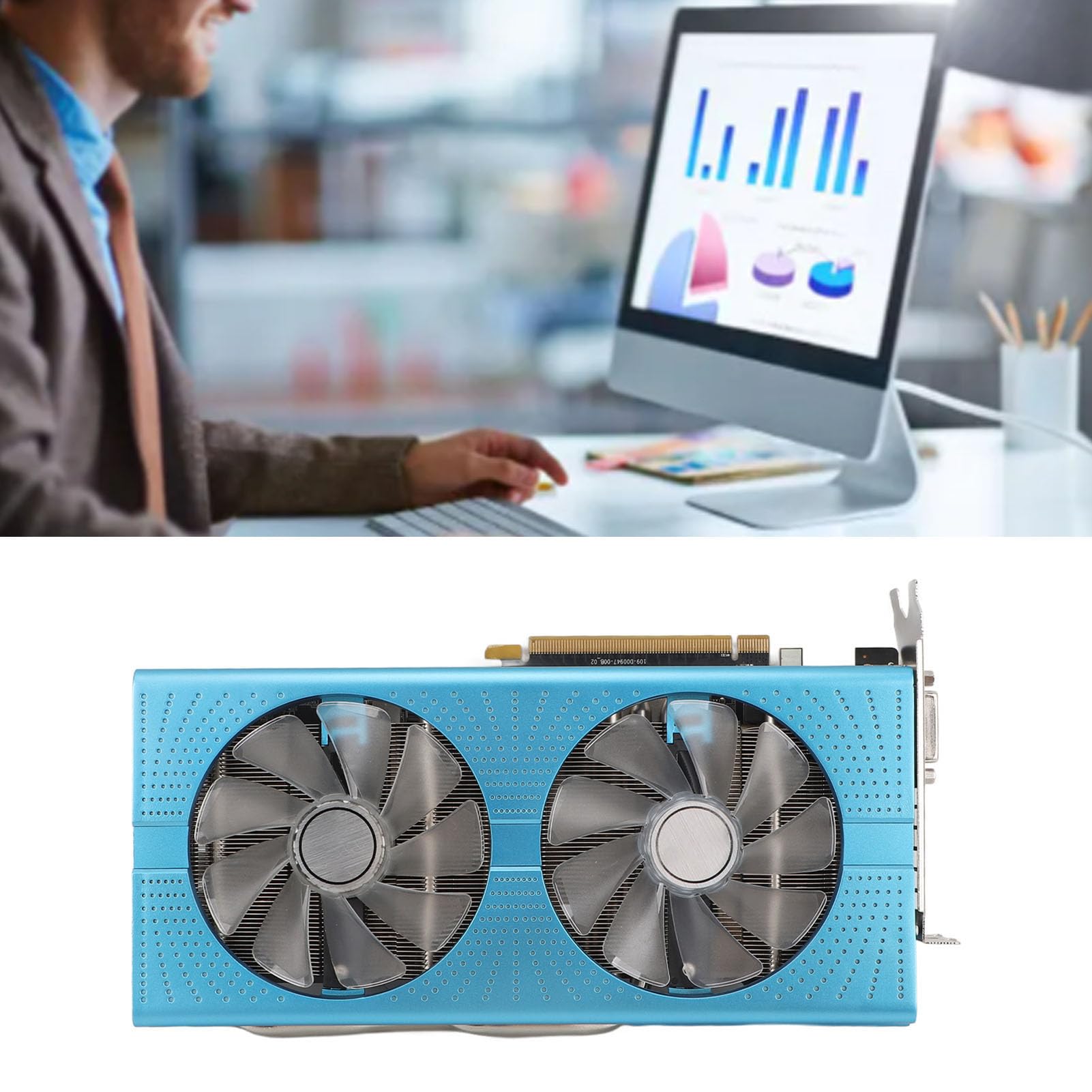 SHYEKYO RX590 8GB GDDR5 256-bit Gaming Graphics Card - PCIe 3.0 x16, Dual Fan Cooling, 4K HDMI Support (4096x2160) for High-Performance PC Gaming, Video Editing & Cryptocurrency Mining
