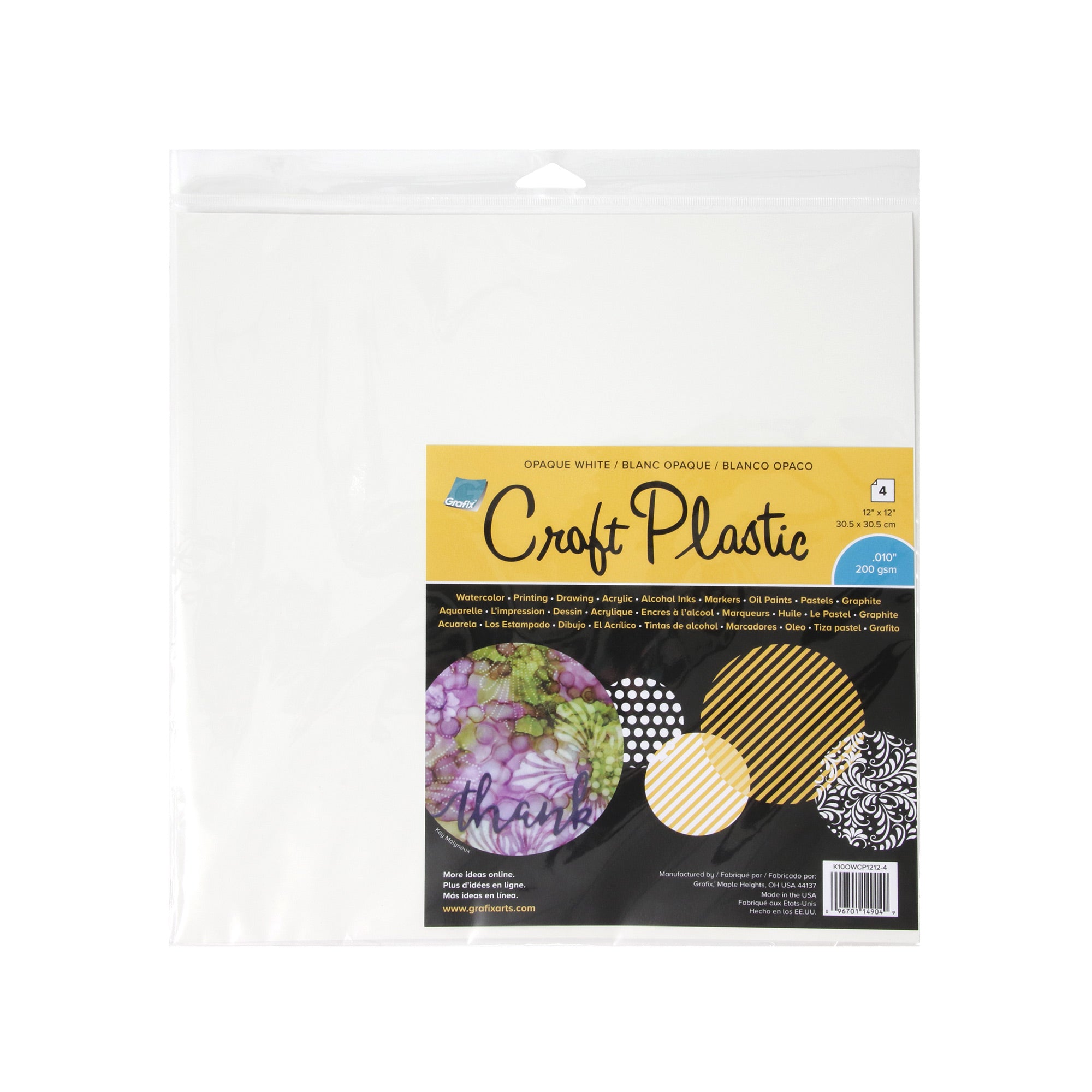 4 Pack White Craft Plastic Films - DIY Scrapbooking, Card Making & Art Projects Supplies for Creative Crafting