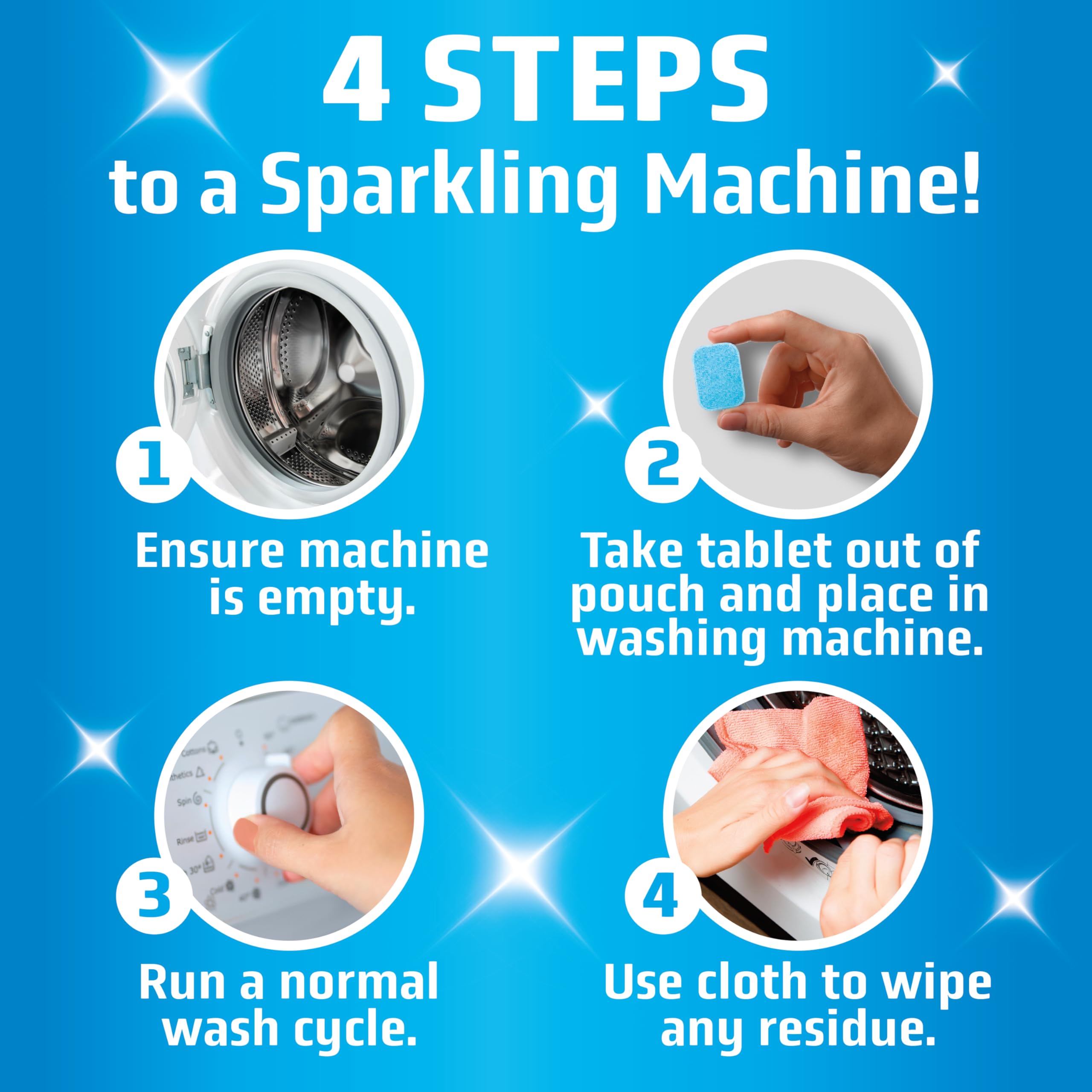 24 Pack Washing Machine Cleaner Tablets - 1 Year Supply, Septic Safe & HE Compatible Washer Cleaner for All Machines | Deep Clean & Deodorize for Fresh Laundry