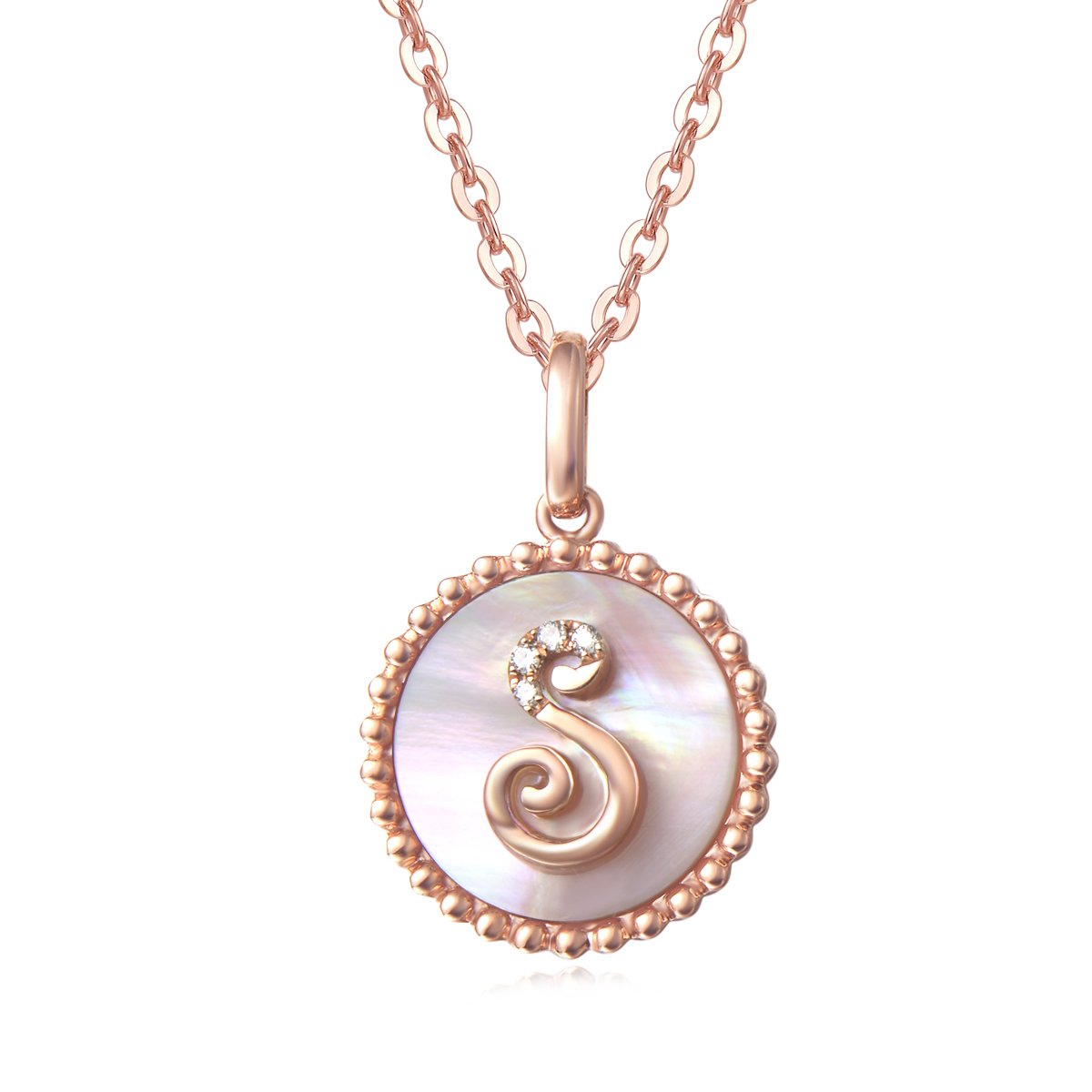 14K Rose Gold Initial Necklace for Women - Personalized Alphabet Letter Pendant with Diamond, Valentine's Day Gift, Anniversary, Birthday Jewelry for Her, Wife, Daughter | Elegant Everyday Wear & Special Occasion Gift