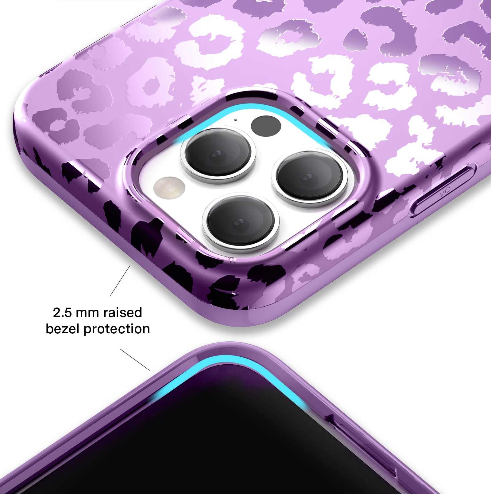 Amethyst Leopard Print iPhone Case - Stylish Protective Cover for iPhone 13/14/15 Pro Max - Trendy Fashion Accessory for Women & Girls - Perfect for Everyday Use, Work & Travel