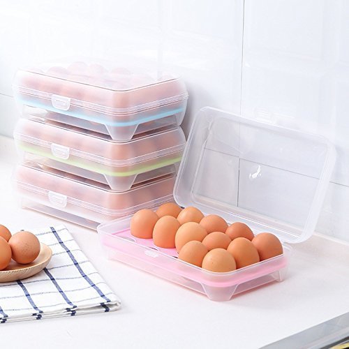 KPS 15 Grids Single Layer Egg Storage Box - Refrigerator & Kitchen Organizer | Plastic Egg Holder Tray for Fresh Eggs | Perfect for Fridge, Pantry, and Farmhouse Use