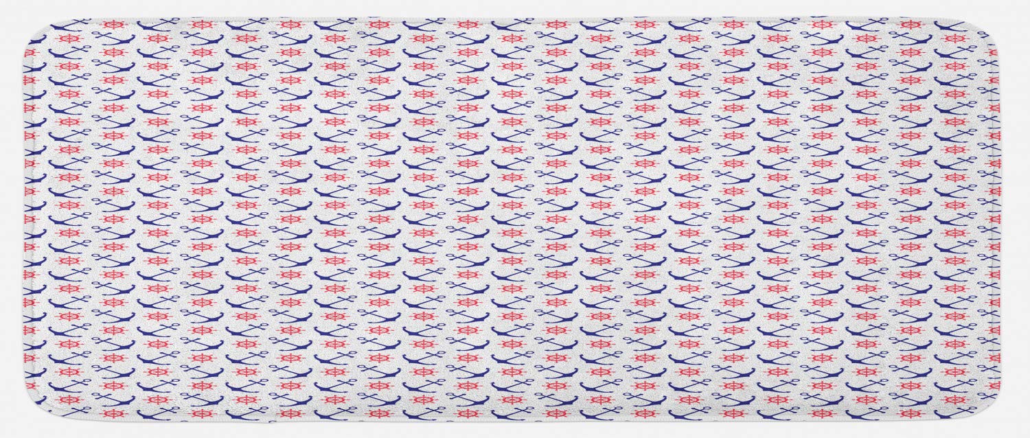 Ambesonne Non-Slip Kitchen Mat with Anchor & Sailing Wheel Design - 47