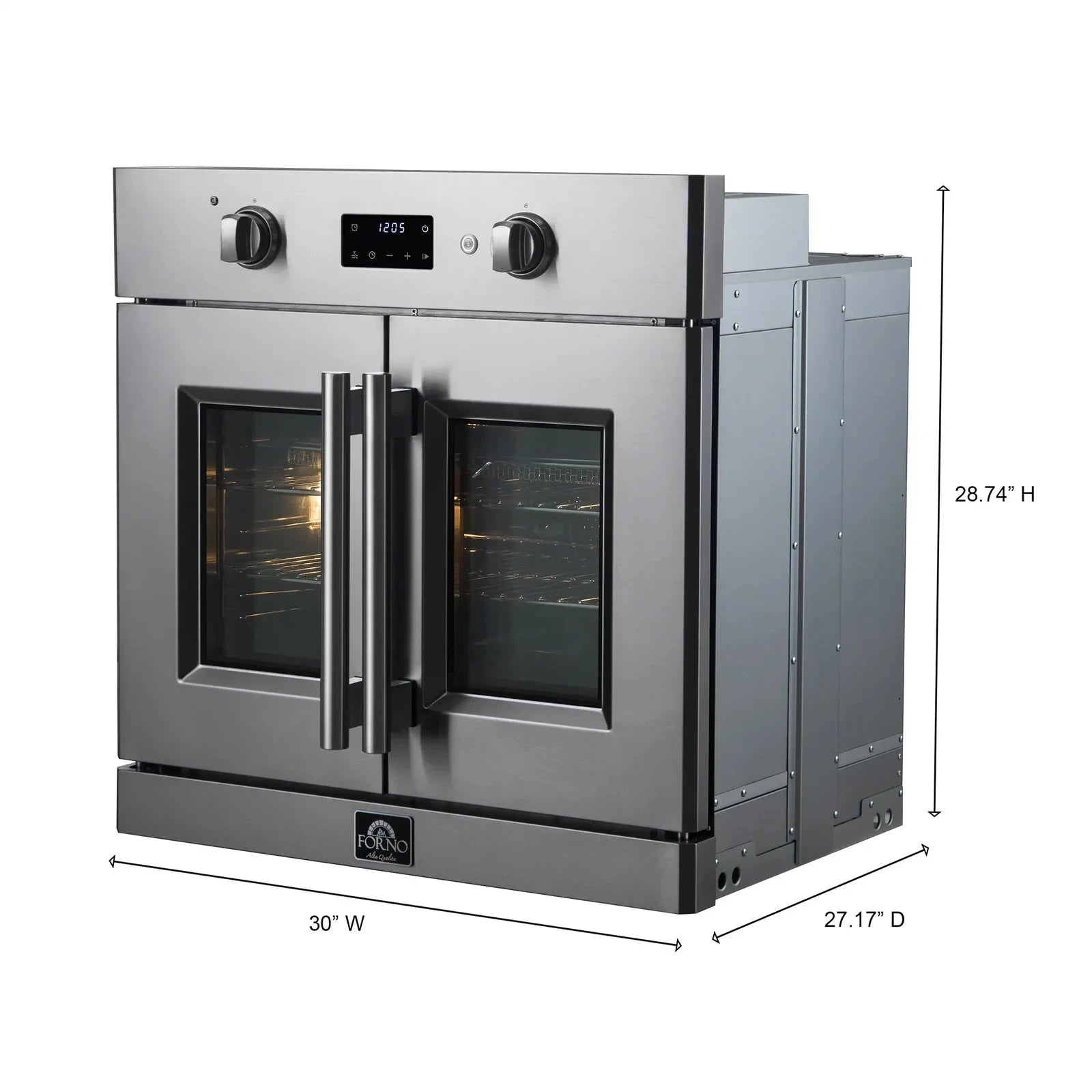 Forno Asti 30 Inch French Door Electric Wall Oven with Convection - FBOEL1333 Model | Built-in Installation for Modern Kitchens | Perfect for Baking, Roasting & Family Cooking