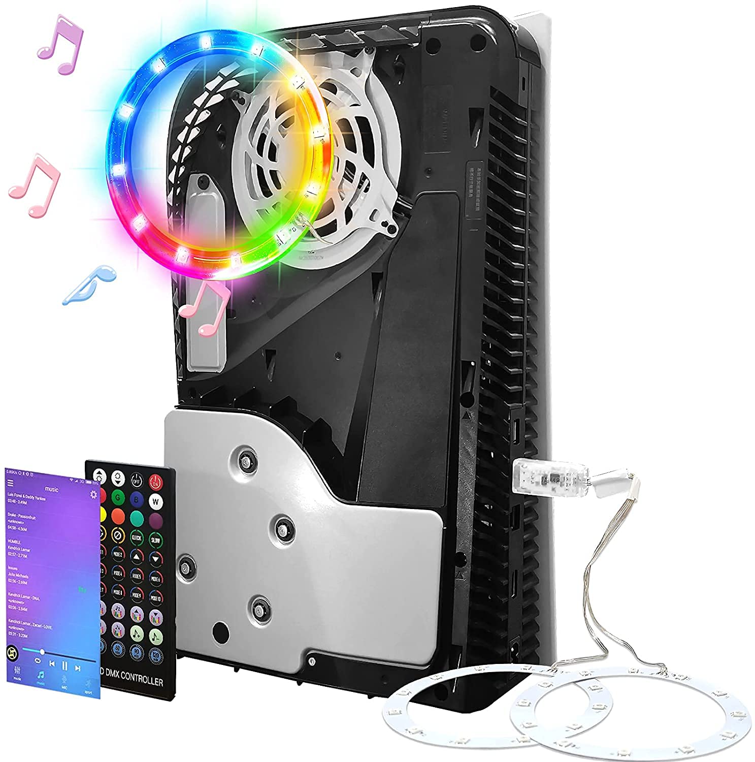 Premium PS5 LED RGB Light Strip Kit for PS5 Disc & Digital Edition - Customizable Gaming Room Decor with App & Remote Control - Perfect for Gaming Setups, Streaming & Home Theater Lighting