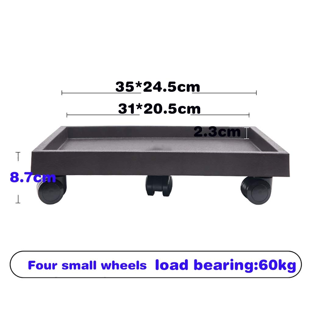 Heavy Duty Cast Iron Plant Caddy Stand with Wheels - Round Flower Pot Dolly Holder for Indoor & Outdoor Use - 60-240kg Load Capacity - Perfect for Home, Garden, Patio and Greenhouse (35x24.5cm, Brown)