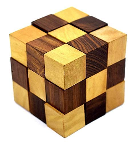 Brain Boosting Wooden Snake Cube Puzzle for Kids - Fun Educational Toy to Improve Logic & Problem Solving Skills | Perfect for Birthday Gifts, Classroom Activities & Family Game Night | Brown